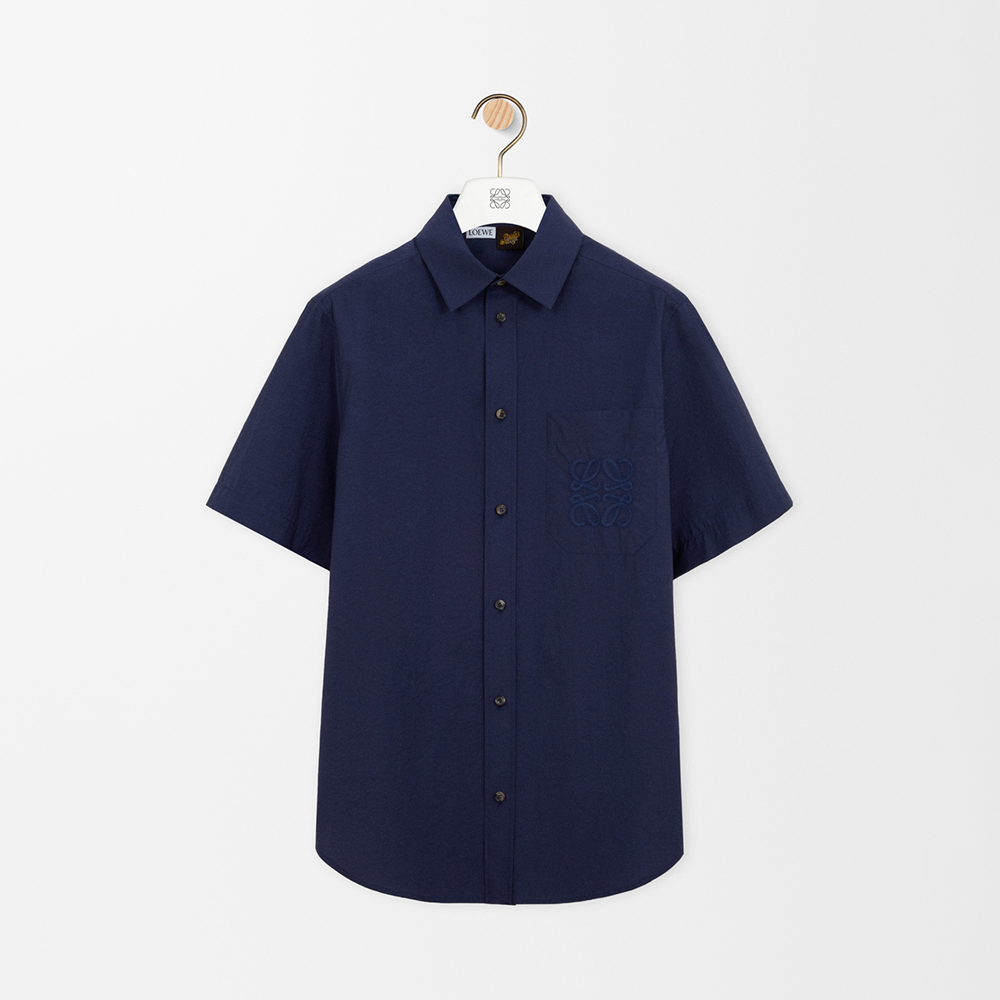 LOEWE Short Sleeve Shirt in Cotton Blend Blue #384842