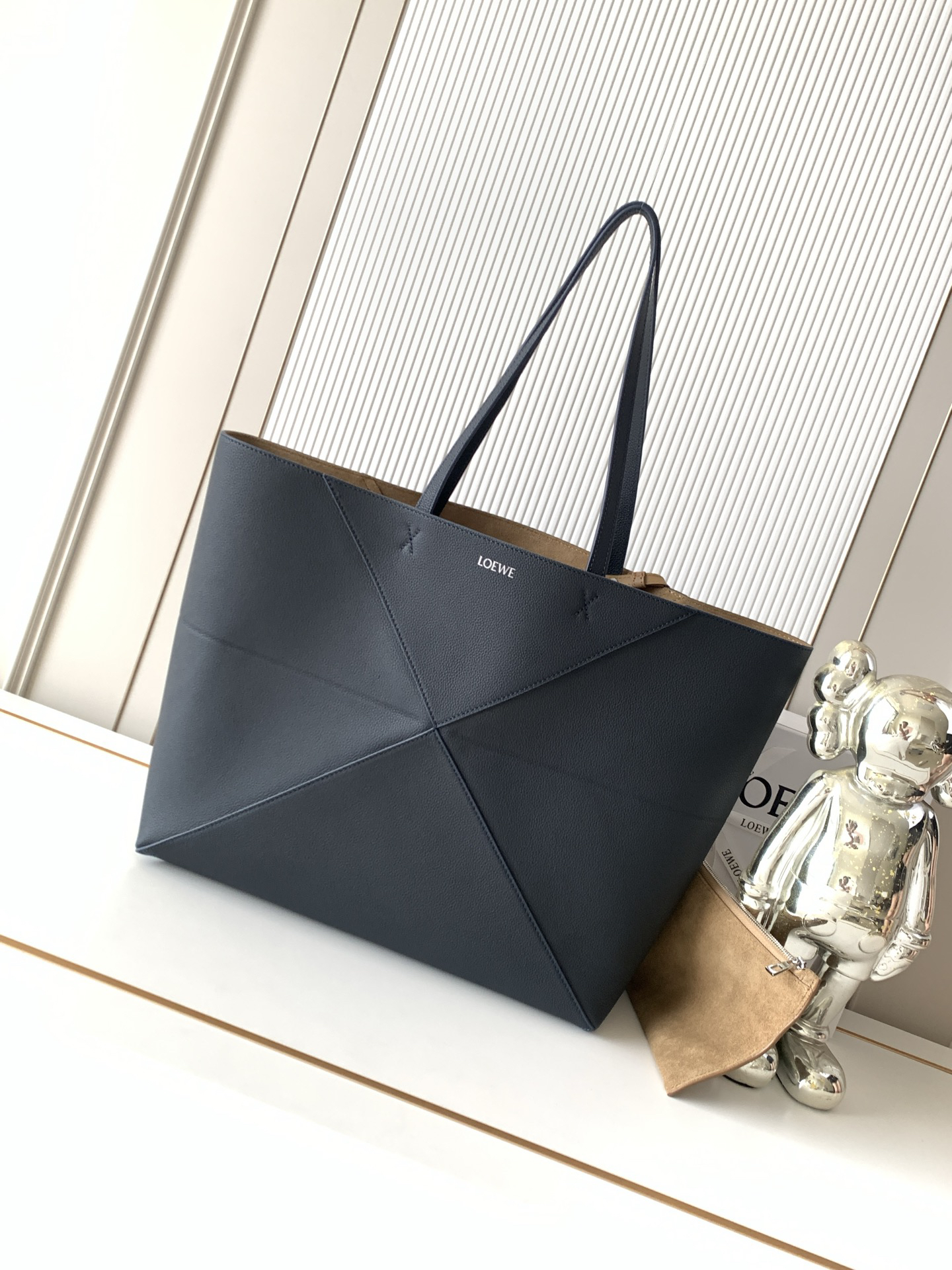 [TOP] LOEWE Puzzle Fold Bag 37*33*14.5 CM -  Navy Blue - 711 Luxury