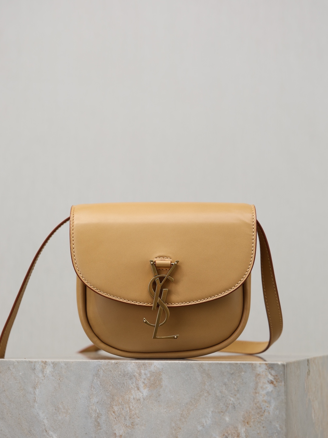 [TOP] Yves Saint Laurent YSL Kaia Bag Calfskin 18x15.5x5.5cm - Khaki & GHW - 711 Luxury