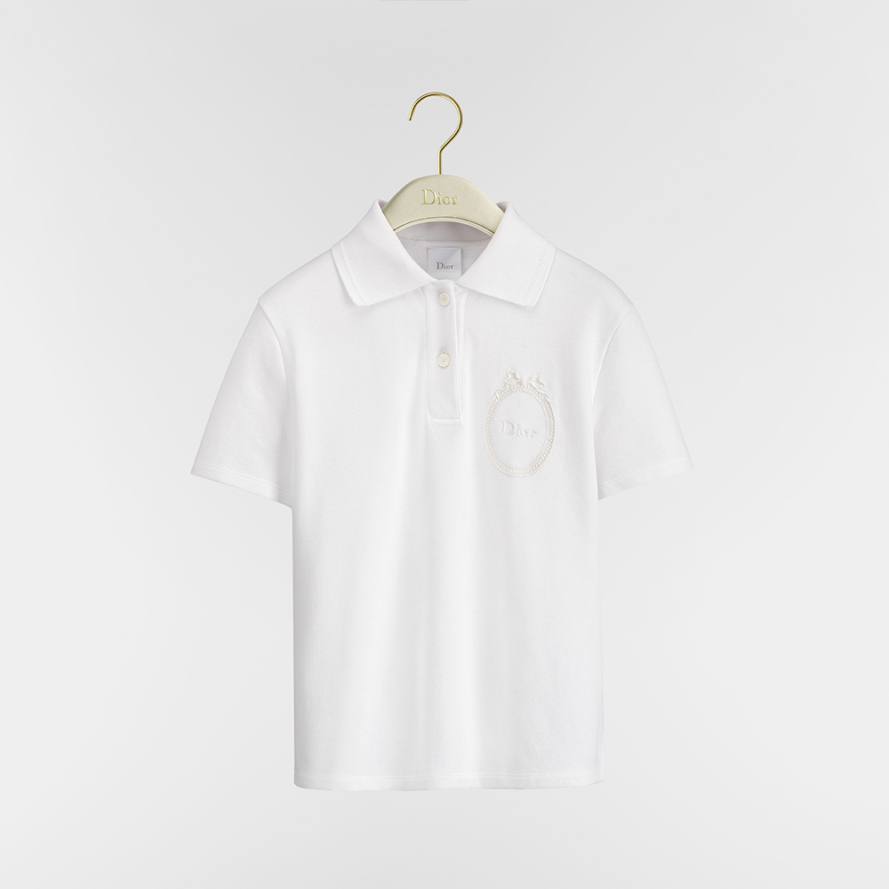 Dior white Clothing DIOR Dior Médaillon Embroidered Polo Shirt White Cotton-Blend Piqué #379222 View 2 | Nigo Office