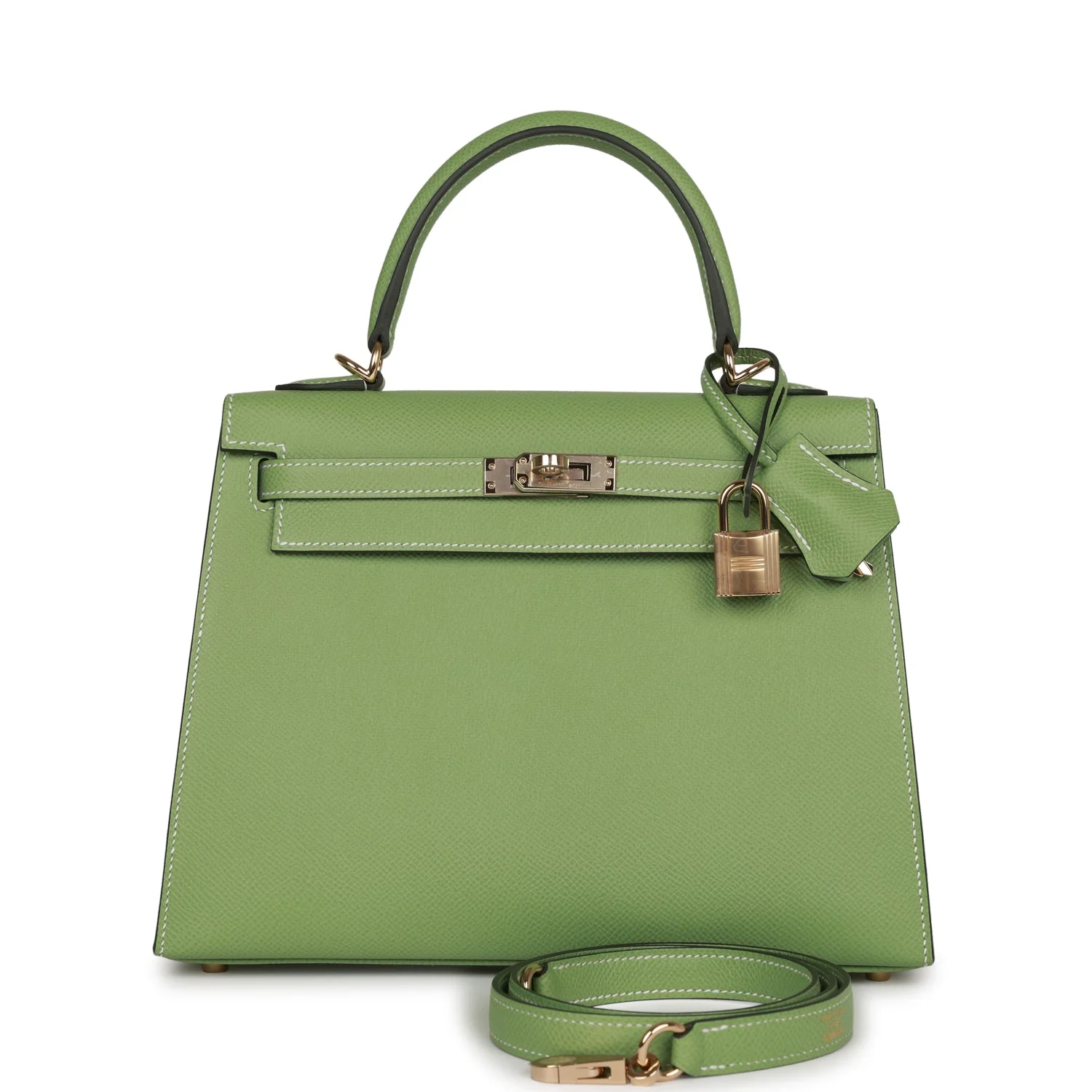 Hermes Special Order (HSS) Kelly Sellier  Vert Criquet Epsom Permabrass Hardware