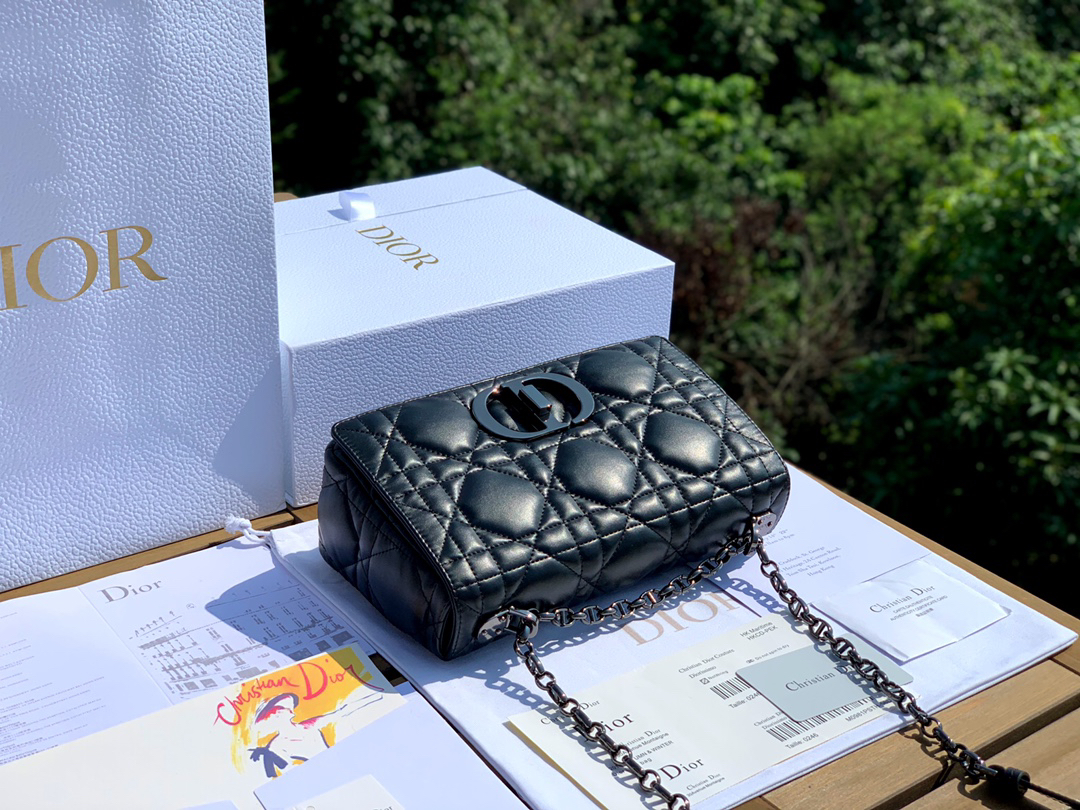 [TOP] Christian Dior Caro Bag Calfskin 25x15x8cm - Black