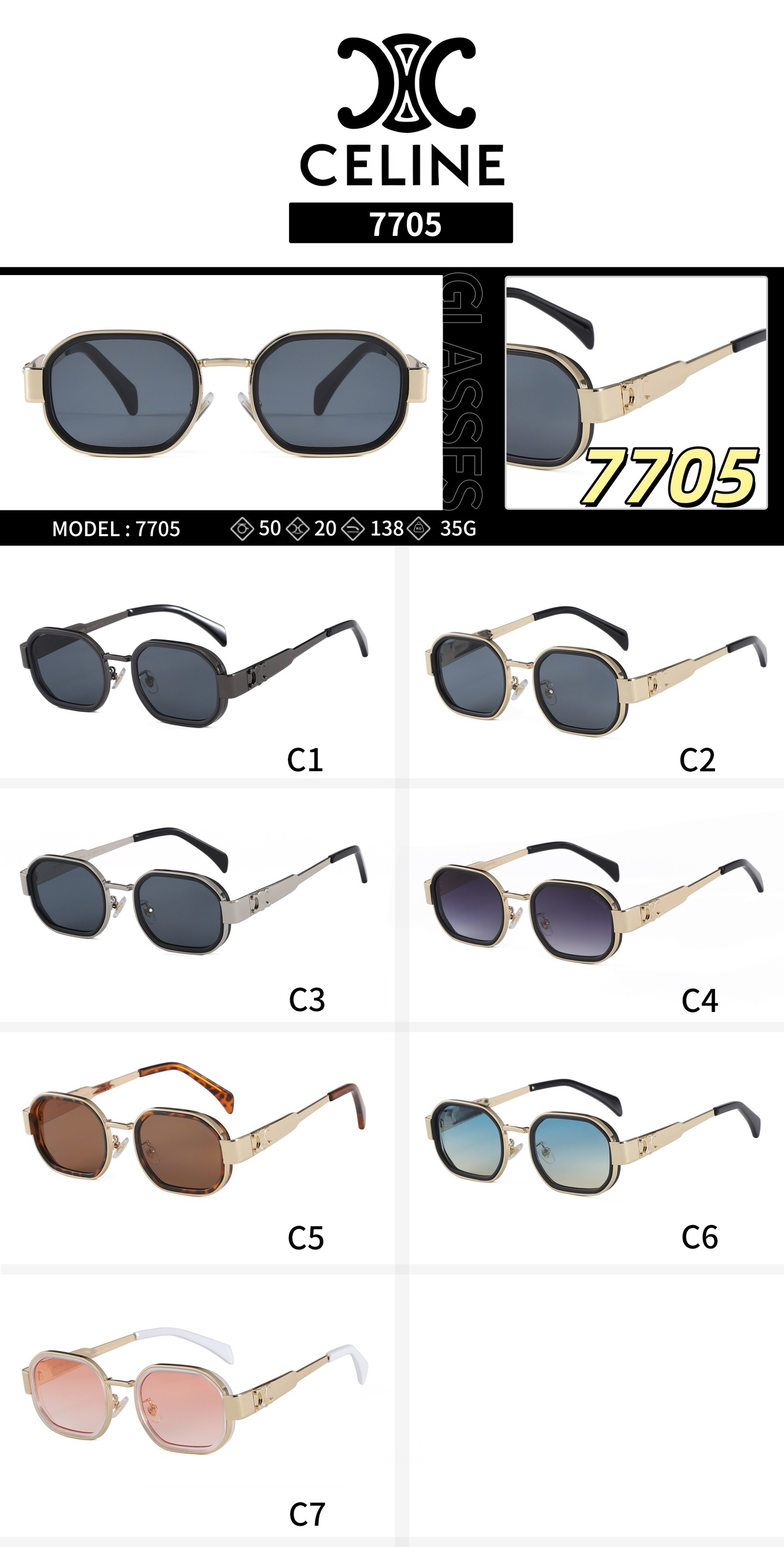 [TOP] CELINE Sunglasses - 7 Colors - 711 Luxury
