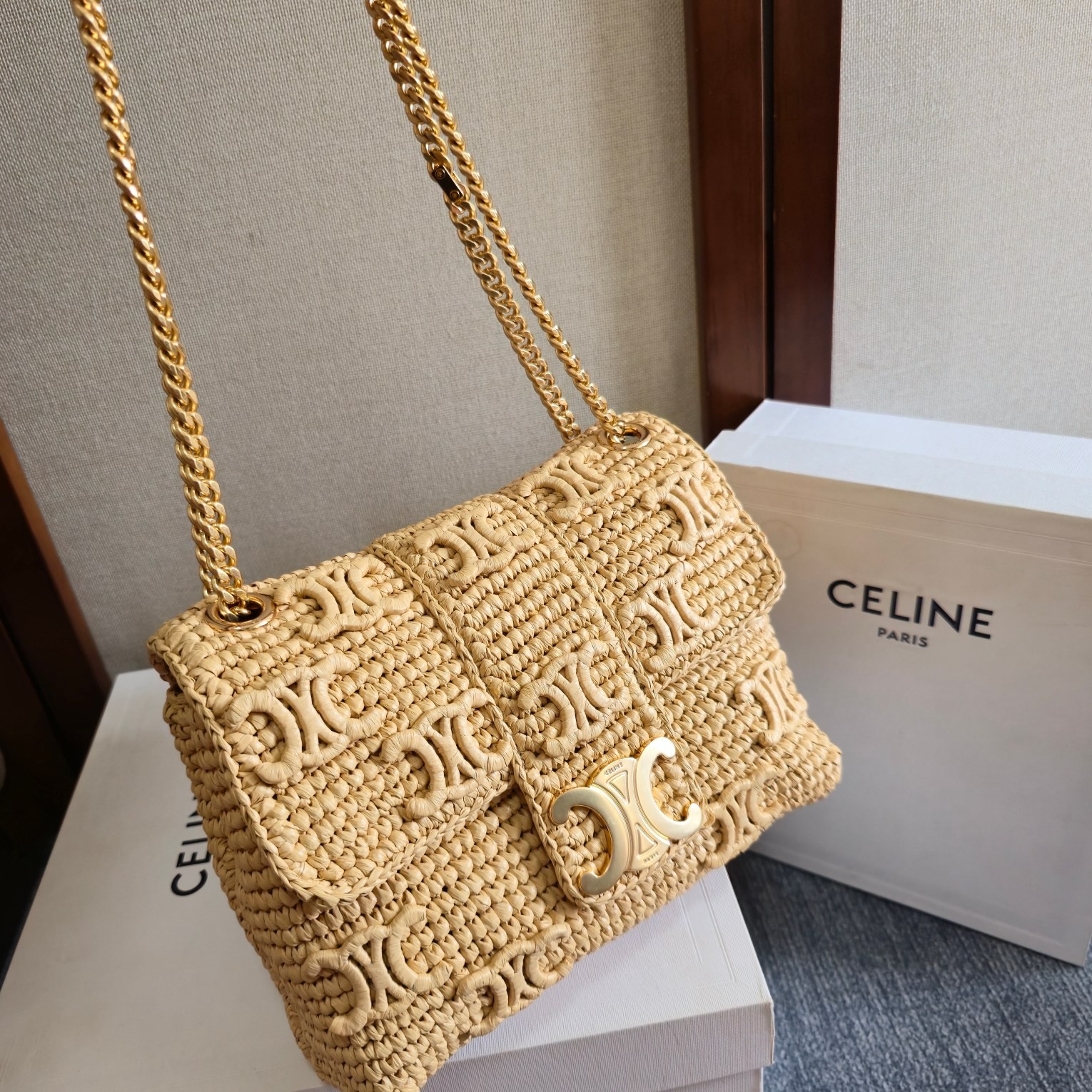[TOP] CELINE Victoire Bag In Raffia 25x15x8cm - Beige - 711 Luxury