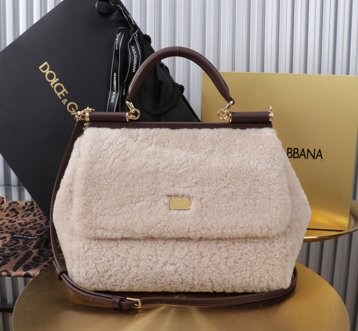 [TOP] Dolce & Gabbana D&G Sicily Bag Lambswool Bag 25x20x12cm - Pink - 711 Luxury