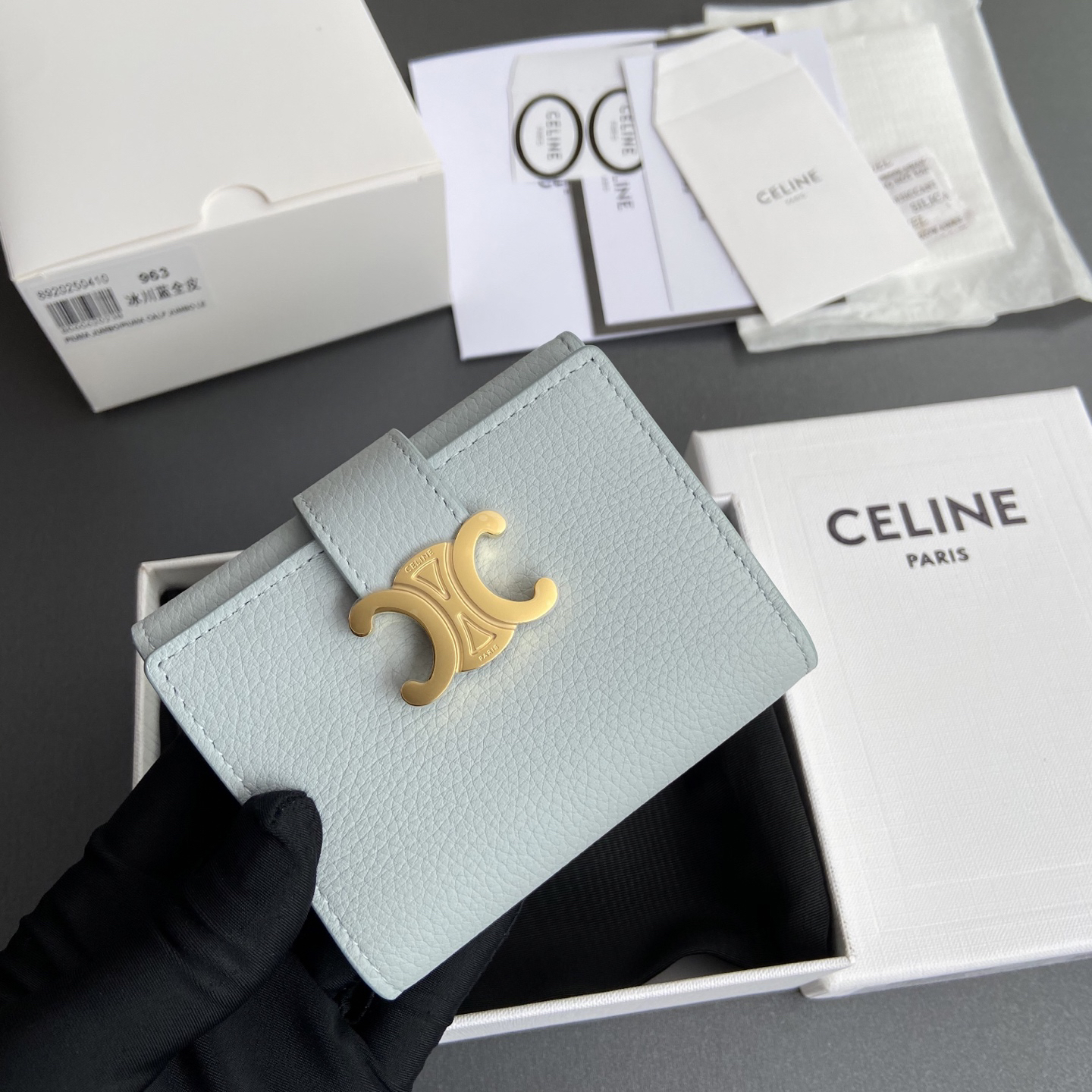 [TOP] CELINE VICTOIRE Calfskin Wallet 10.5-8-2cm - Blue - 711 Luxury