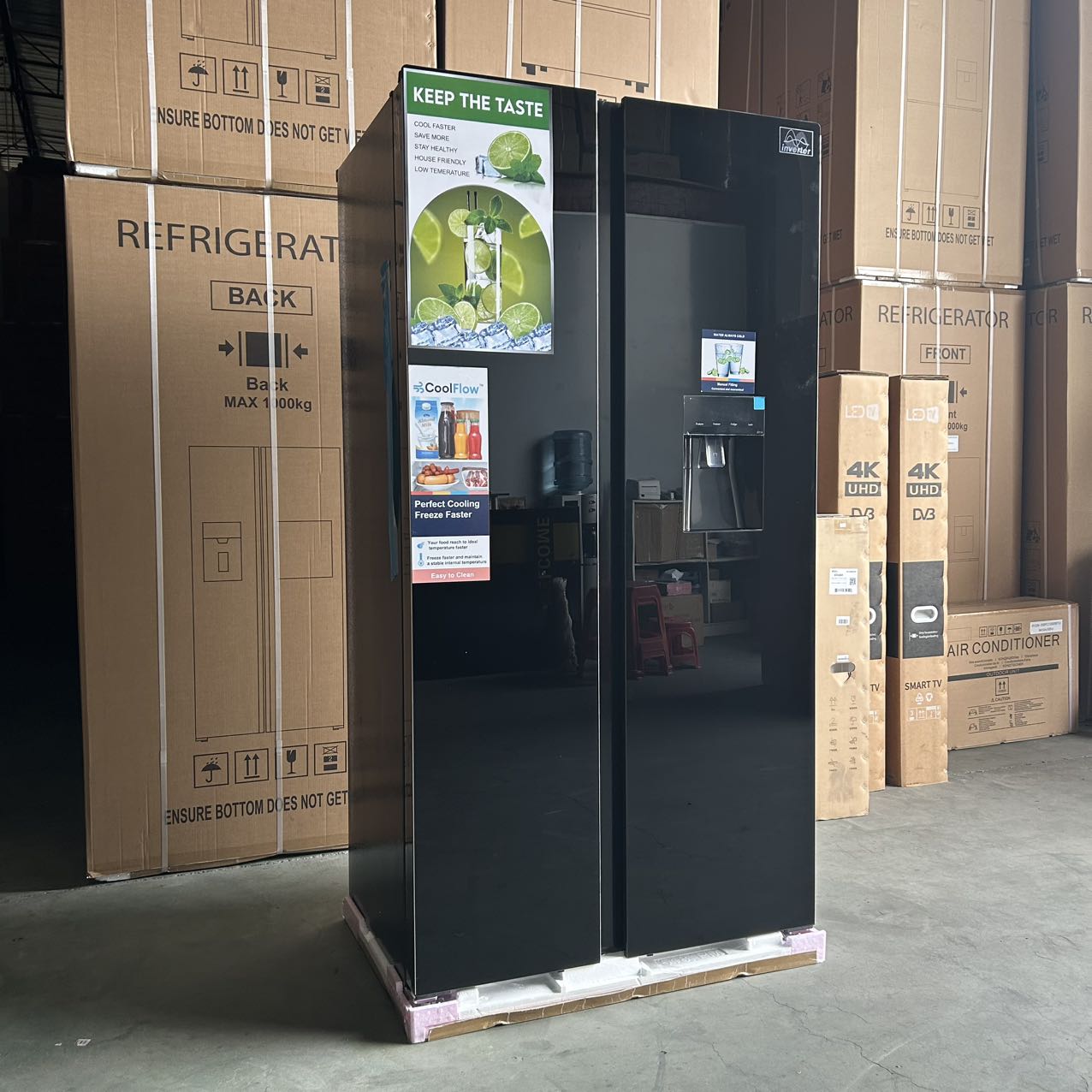 2-door refrigerator with water dispenser glass door---1CBM