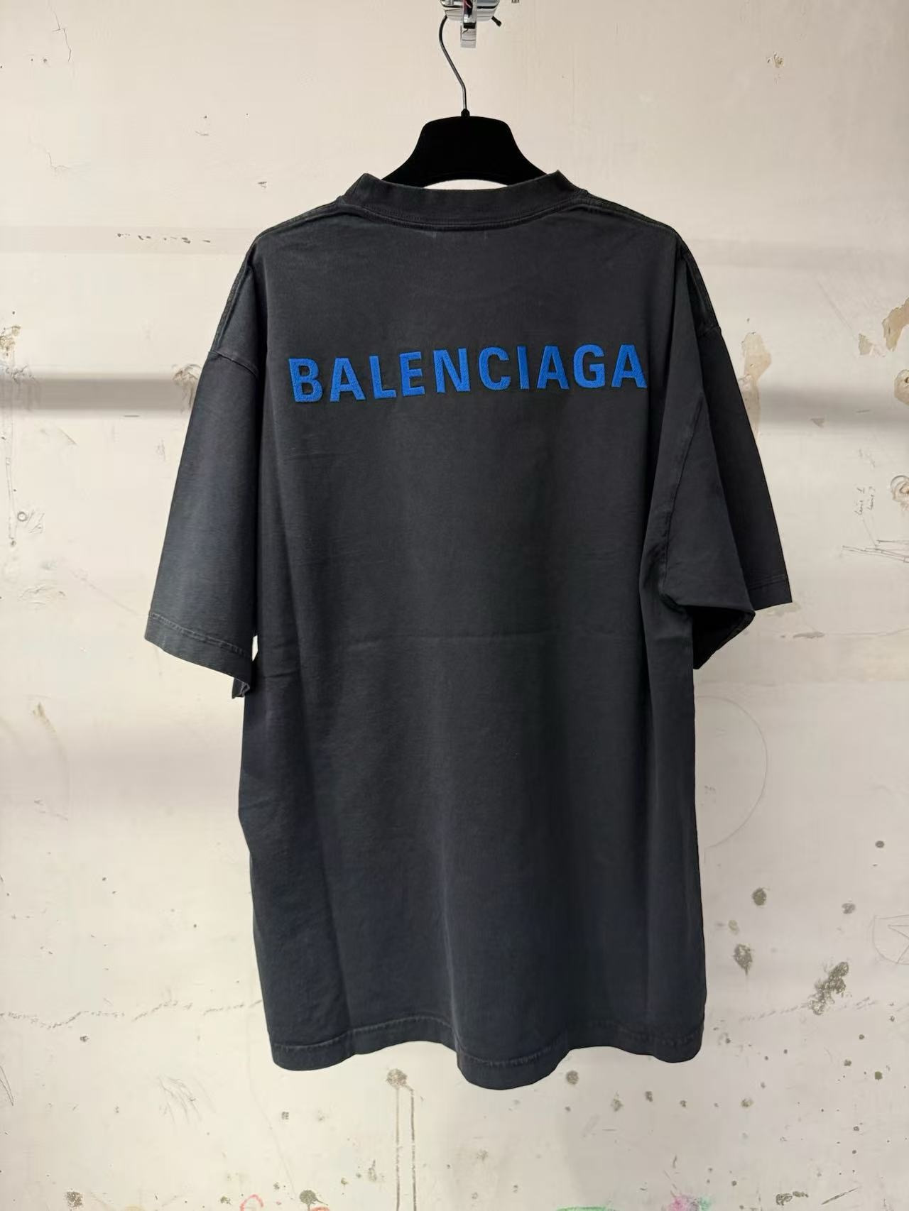 Balenciaga blue Clothing Balenciaga Top-quality Version Blue Logo embroidered Cotton jersey T-shirt #395492 View 2 | Nigo Off