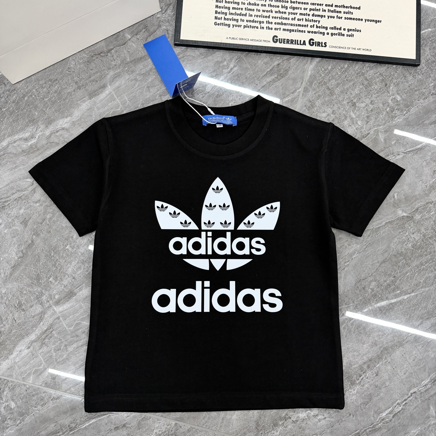 Adidas Short Sleeve T-Shirt For Men Women Boys Girls Mini Trefoil Big Logo Print Full Tags Kids Sizes 90-150 Adult S-2XL