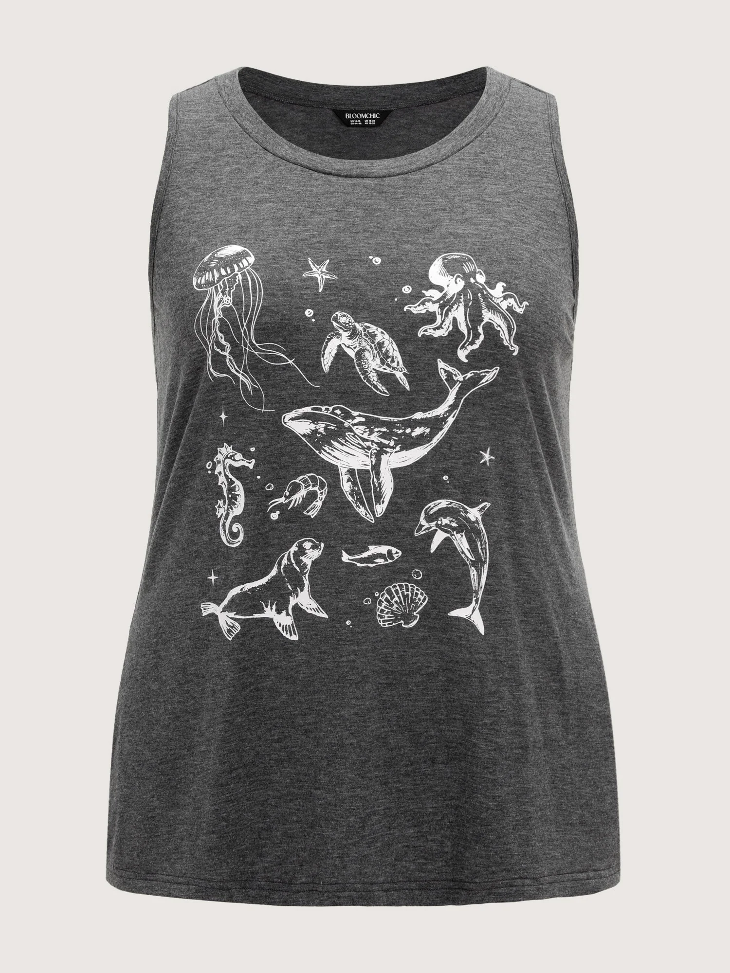 Supersoft Ocean Print Round Neck Tank Top