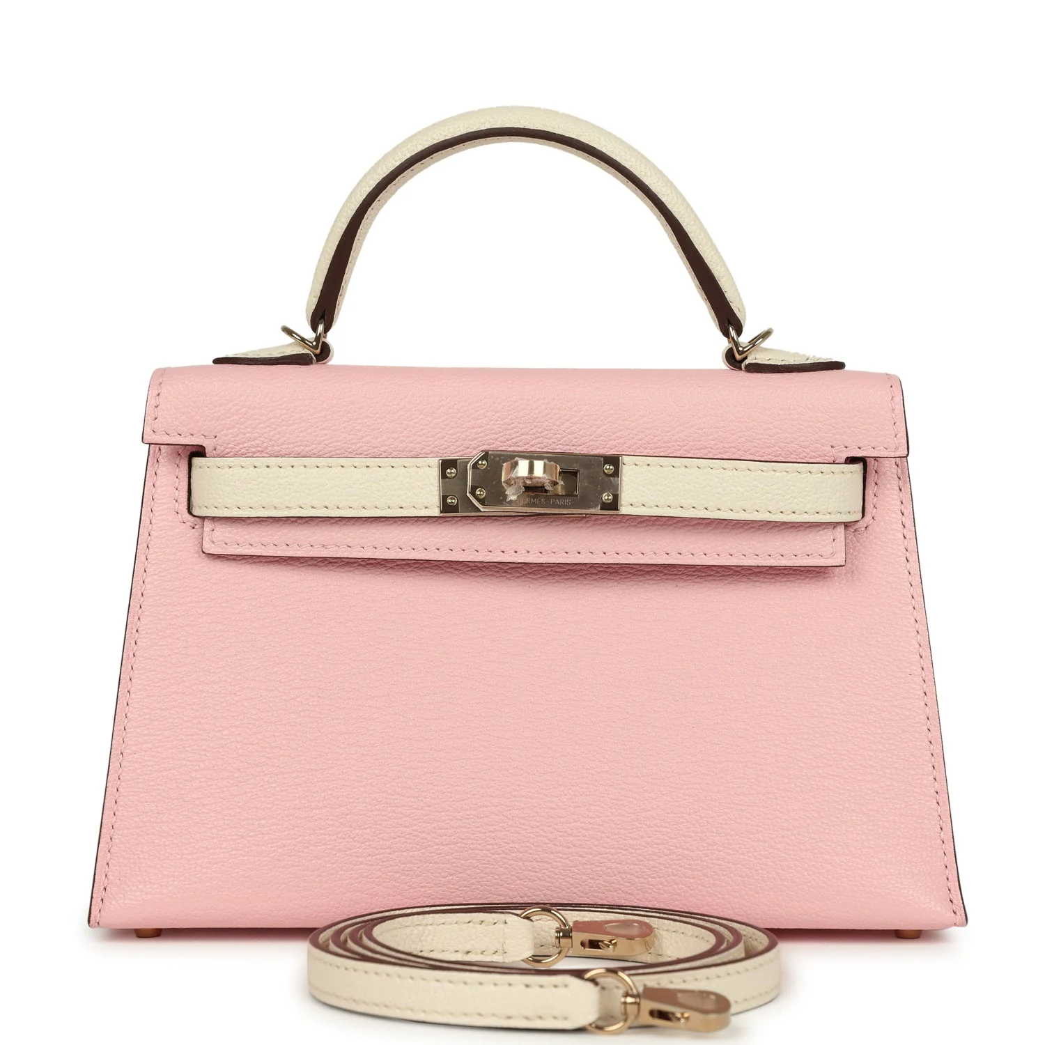 Hermes Special Order (HSS) Kelly Sellier  Rose Sakura and Nata Chevre Mysore Permabrass Hardware