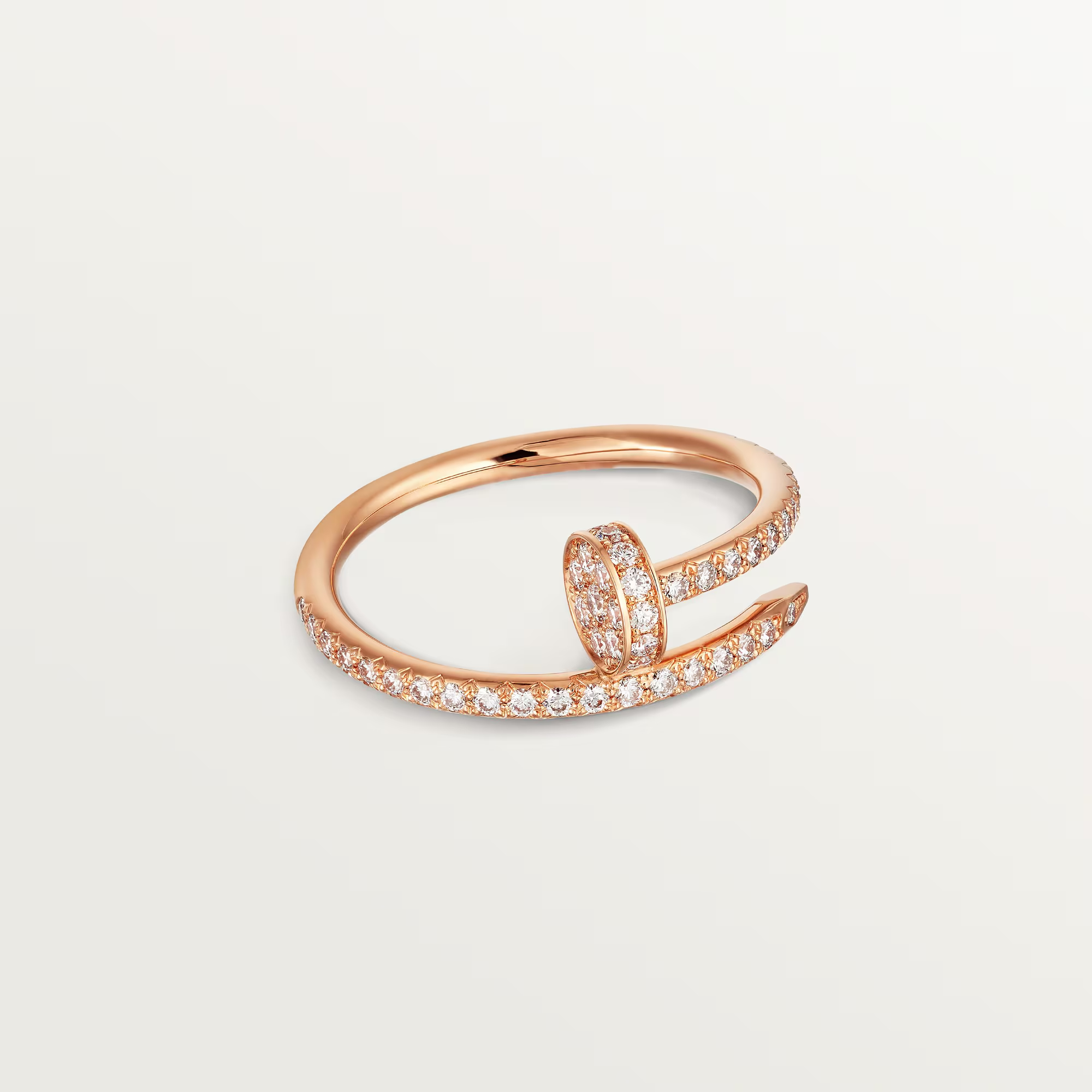 Carty Nails Solo Trace Ring,  Rose  Gold ,Moissanite