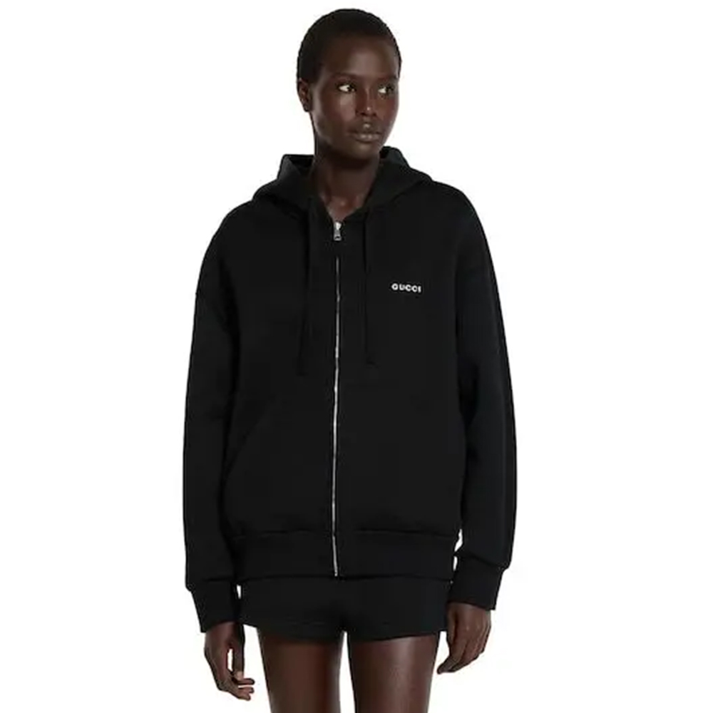 Gucci Cotton Jersey Hooded Zip Sweatshirt #382956