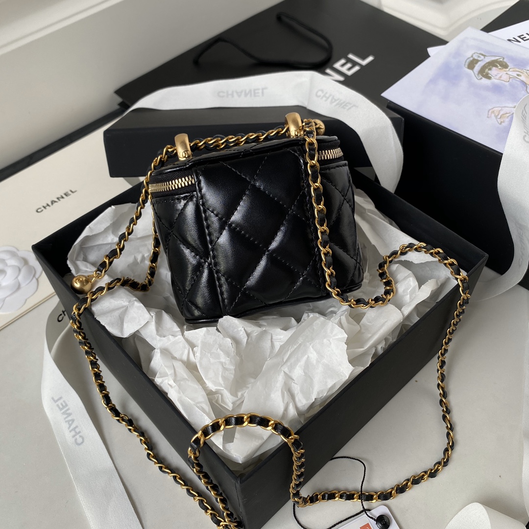 [TOP] CHANEL Mini Vanity Case Perfect Fit Bag 11x8.5x7cm - Black - 711 Luxury