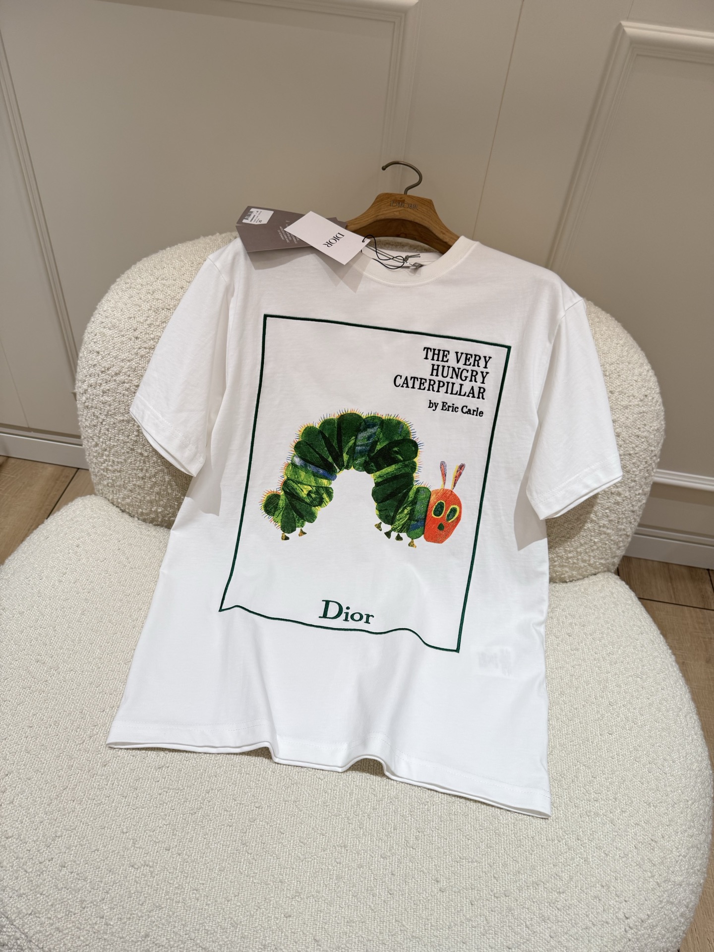 DIOR Oversized Embroidered Book Cover T-Shirt Ecru Multicolor Cotton Jersey #384789