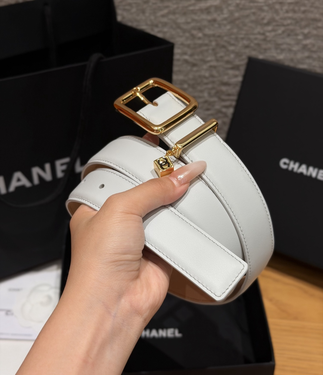 [TOP] CHANEL Cowhide Belt 3 cm - Dark Red - 711 Luxury