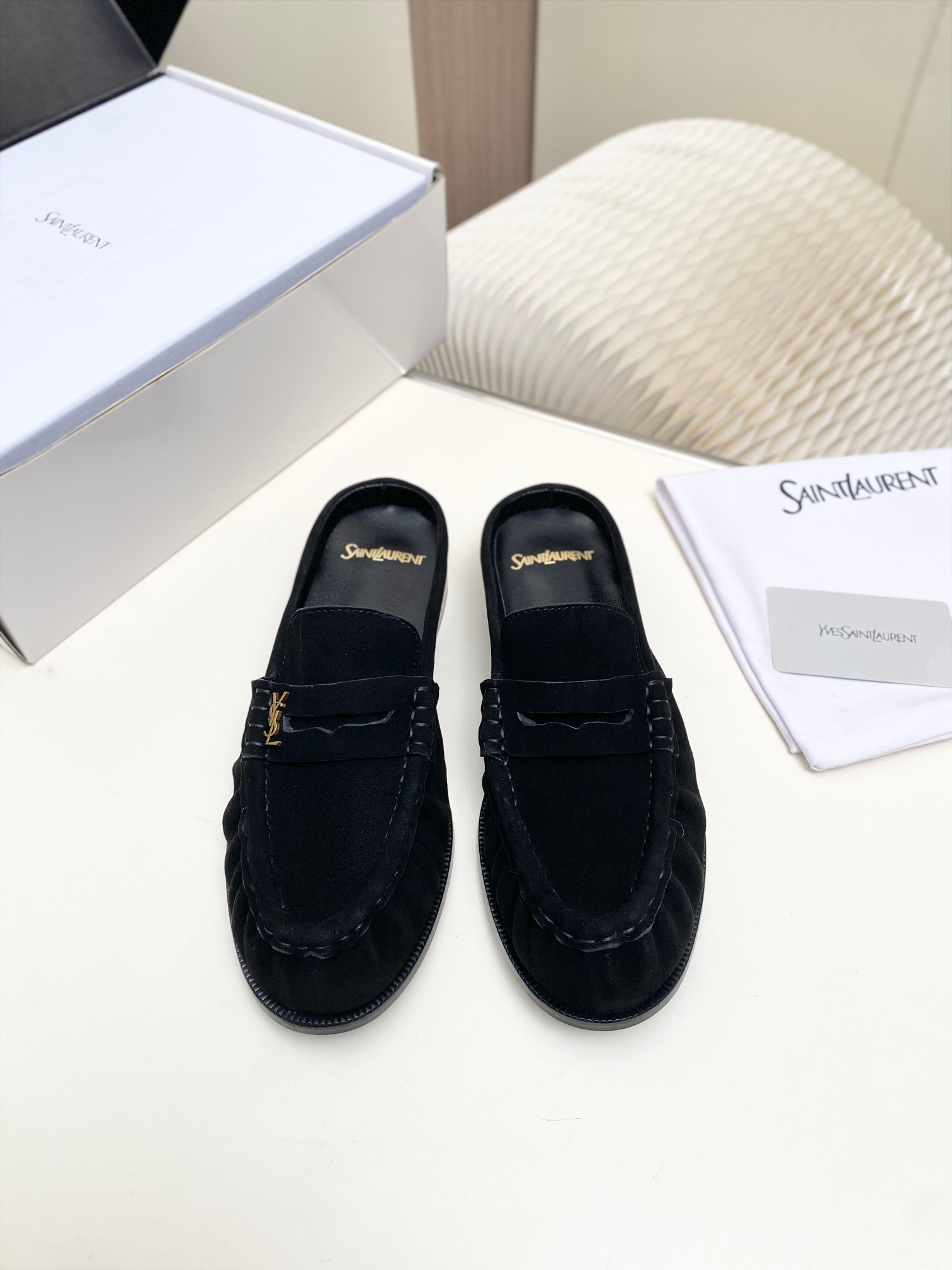[TOP] Yves Saint Laurent YSL Loafers Shoes  - Black - 711 Luxury