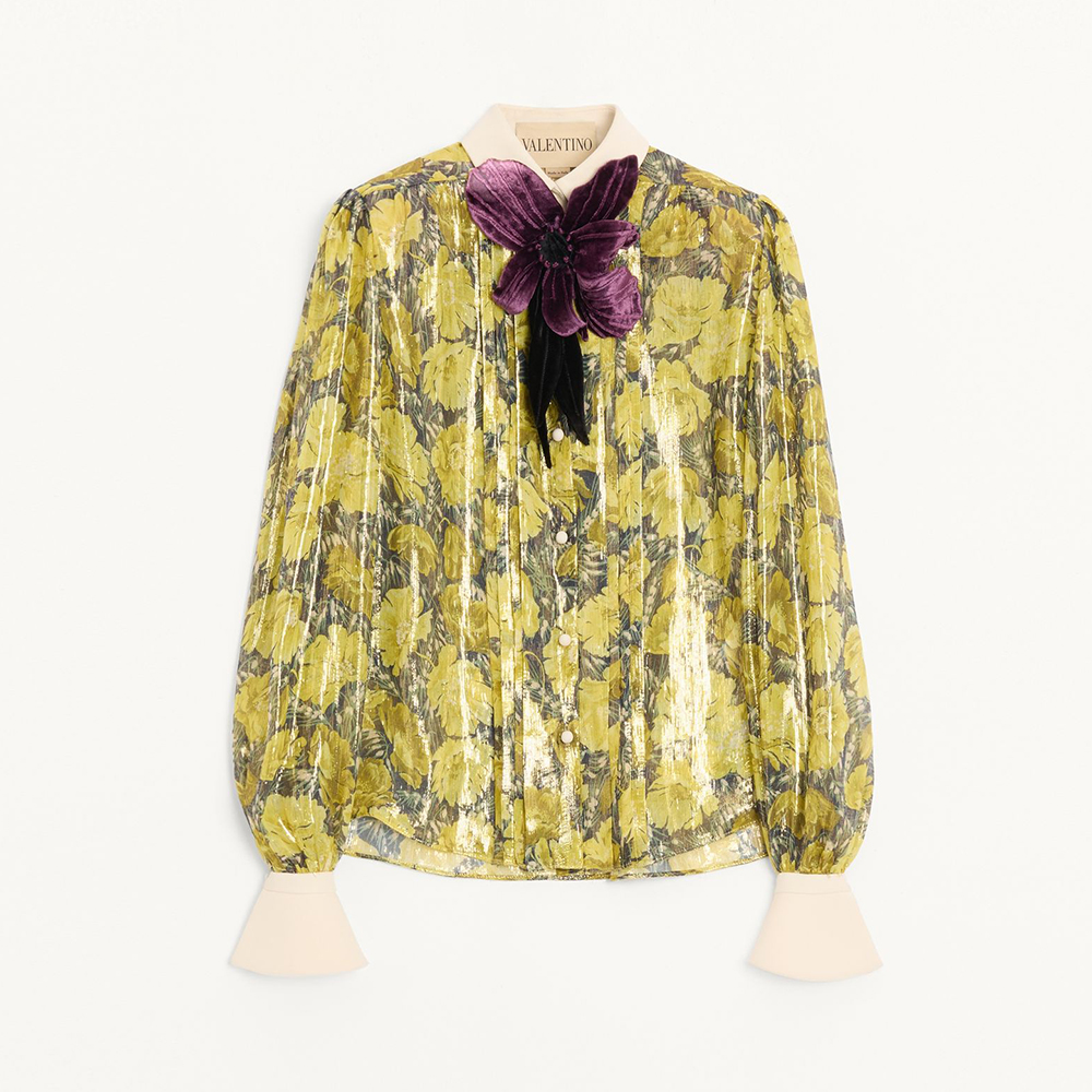 Valentino multicolor Clothing Valentino Lurex Shirt With Après L hiver Poppies Print Multicolor #379279 View 2 | Nigo Office
