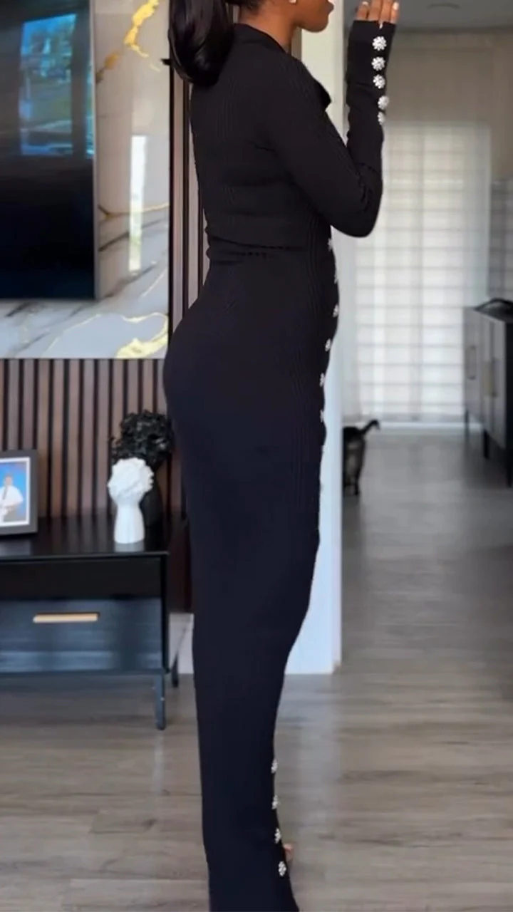 Ladies Lapel Breasted Slim Fit Casual Dress