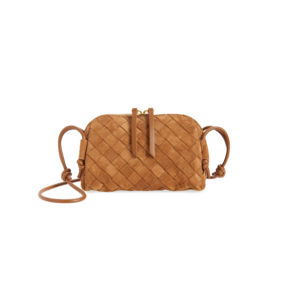 Bottega Veneta Women's Concert Intrecciato Weave Adjustable Tubular Shoulder Strap Sliding Knotted Sheepskin Clutch #332754