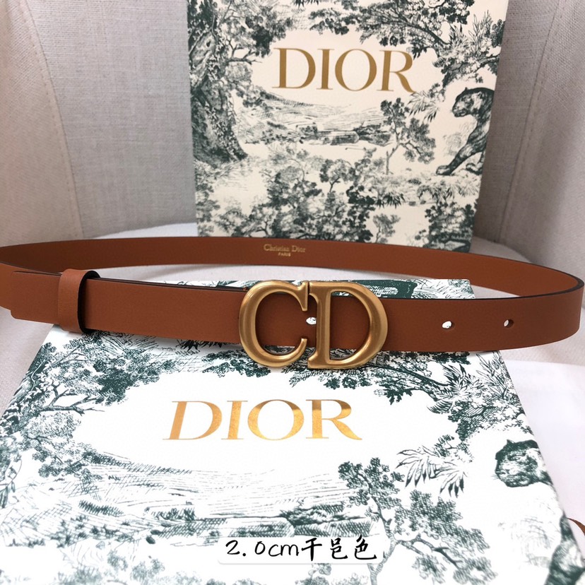 [TOP] Christian Dior Belt Cowhide 20mm - Brown - 711 Luxury
