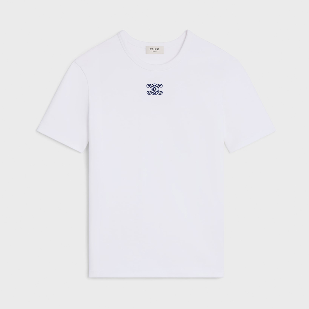 Celine Clothing Celine Triomphe T-shirt in Ribbed Cotton Jersey | Nigo Office