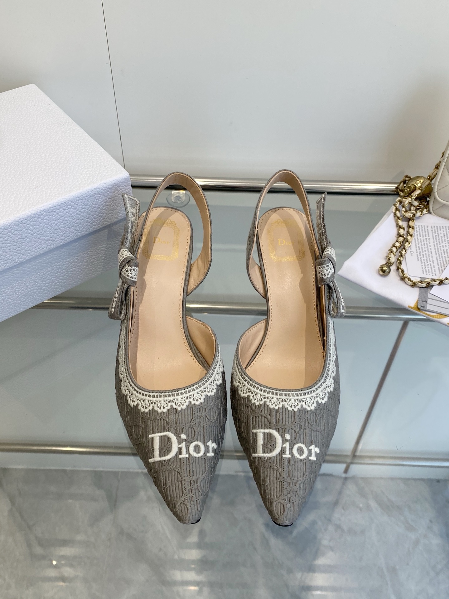 [TOP] Christian Dior 6cm Heels Mules - Gray - 711 Luxury