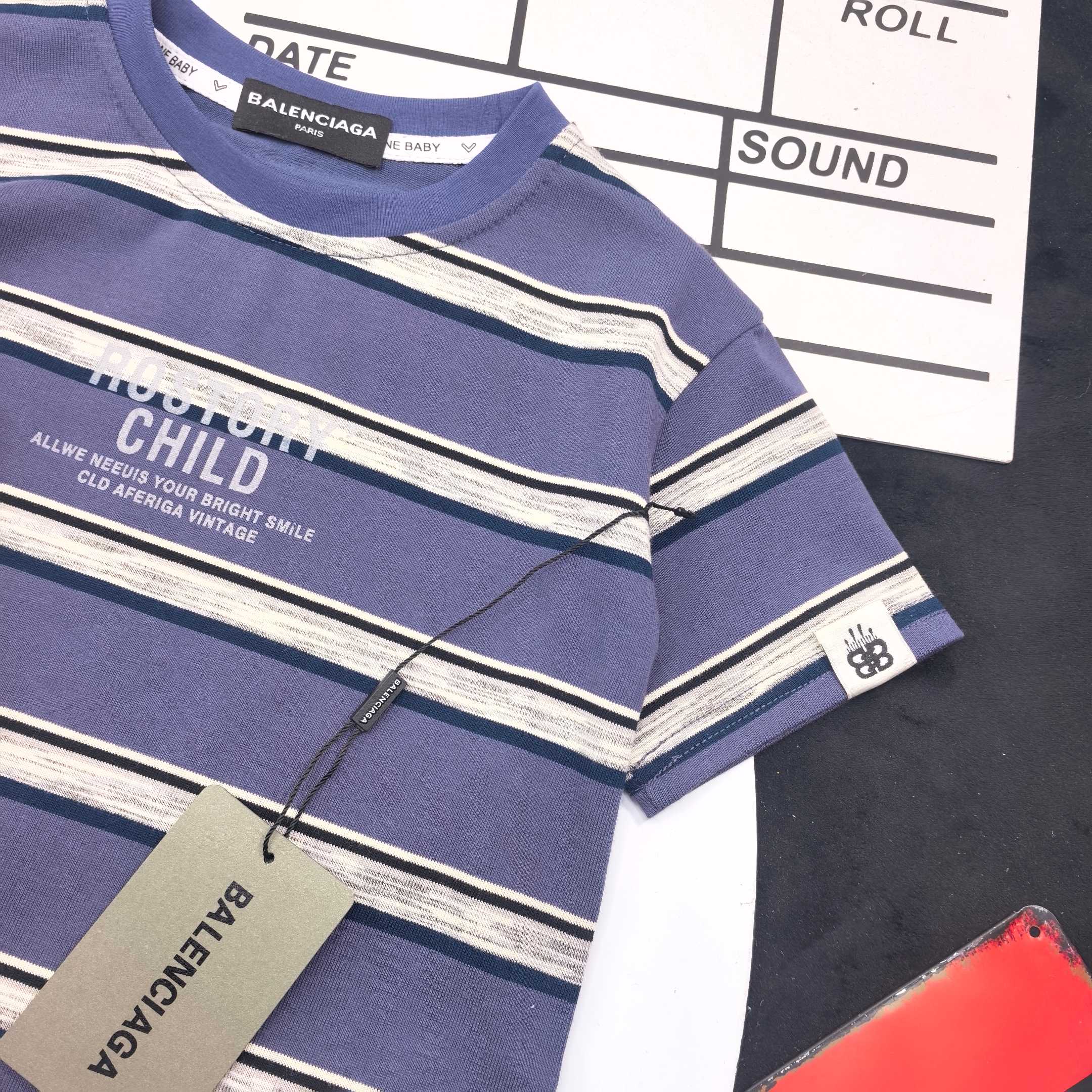 Balenciaga Unisex Kids Cream Navy Vintage Stripe 