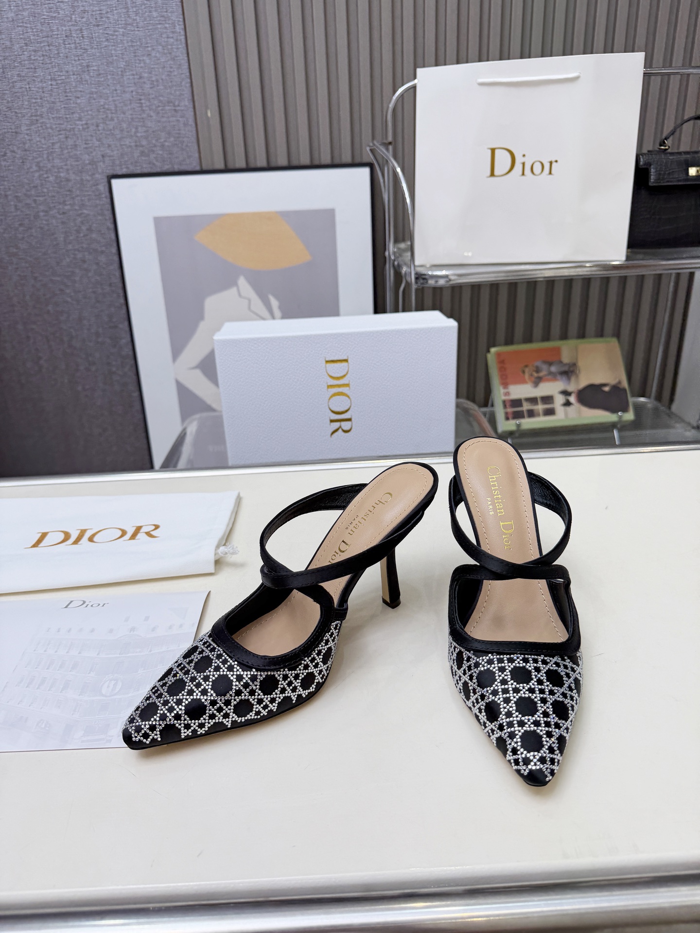 [TOP] Christian Dior High Heels Slippers - Black - 711 Luxury