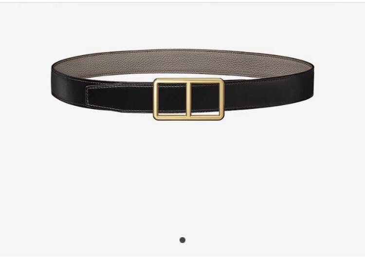 [TOP] HERMES Calfskin Belt 32mm - Black and Gray - 711 Luxury