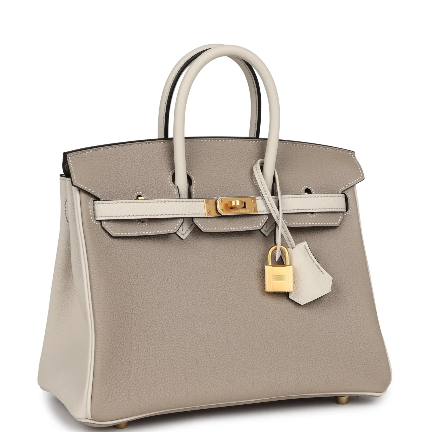Hermes Special Order (HSS) BirkinGris Tourterelle and Craie Togo Brushed Gold Hardware