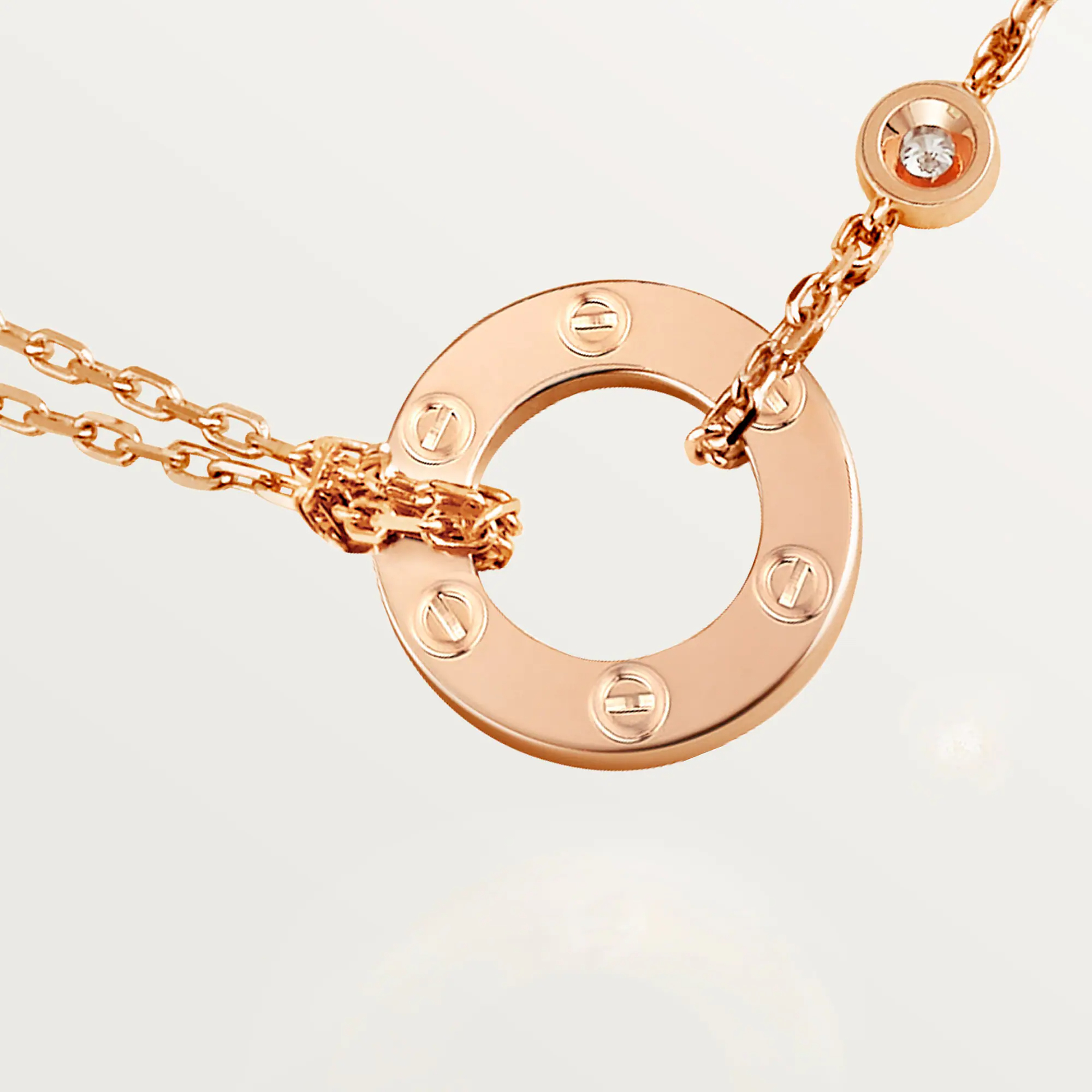 Carty Love Luna Loop Necklace, Rose Gold, 2 Moissanite