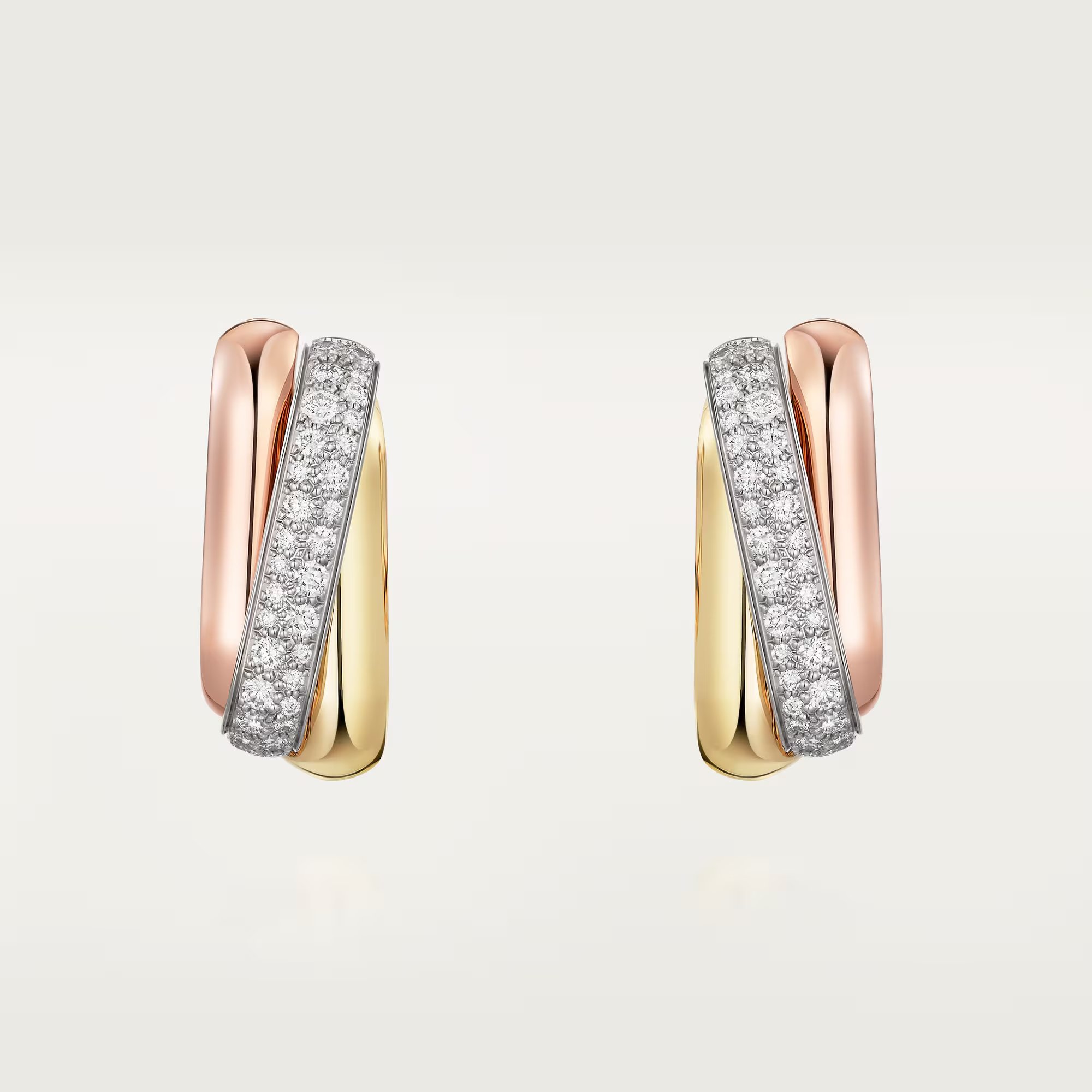 Carty Three Circles Earrings, ThreeTone ,Moissanite ,Half-Paved