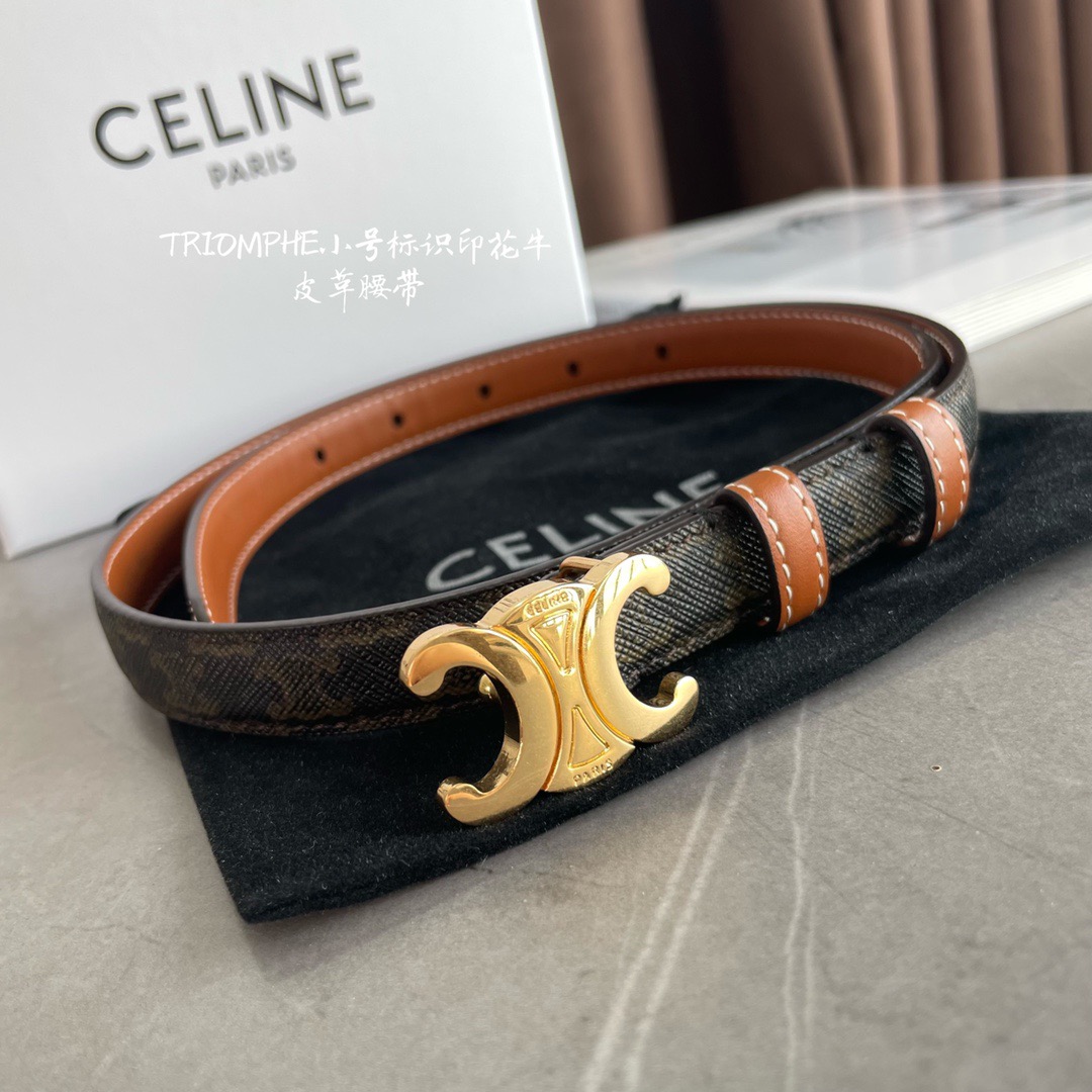[TOP] CELINE Belt Calfskin 1.8cm - Brown - 711 Luxury