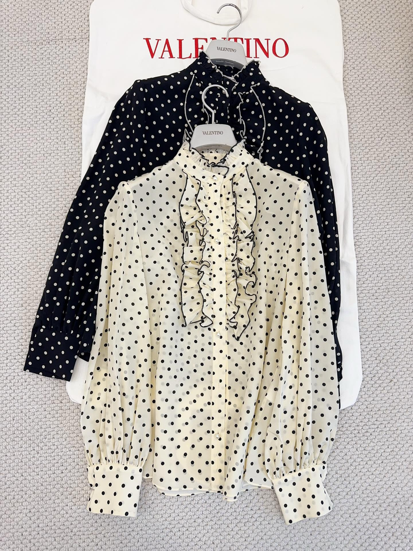Valentino Clothing Valentino Garavani Polka-Dot Silk CrêPe De Chine Blouse #387906 View 2 | Nigo Office