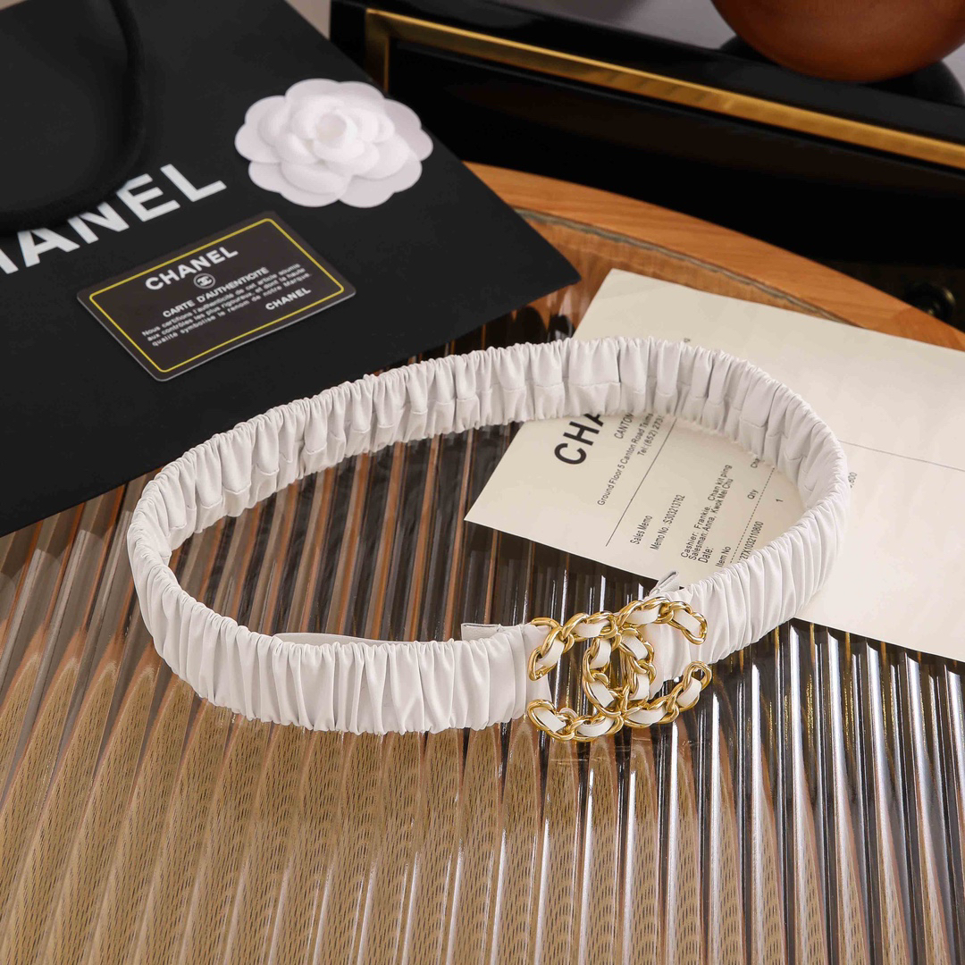 [TOP] CHANEL Elasticity Belt 4 Sizes - White - 711 Luxury