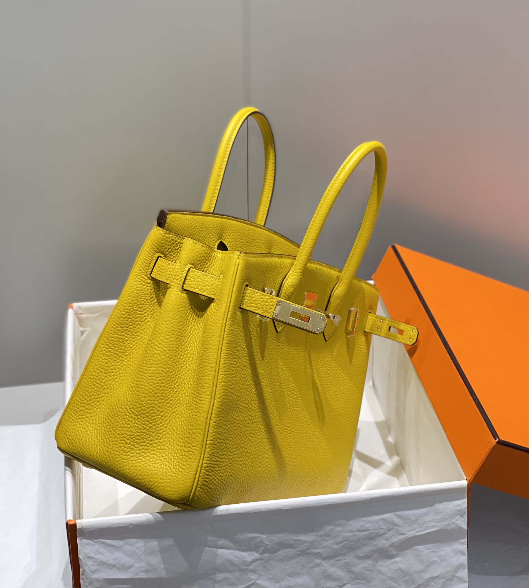 [TOP] HERMES Birkin Togo Leather 30cm - Jaune Ambre & GHW