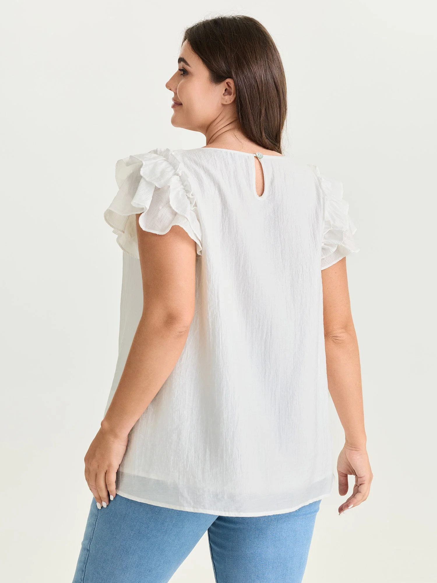 Supersoft Lotus Leaf Sleeve Flowy Blouse
