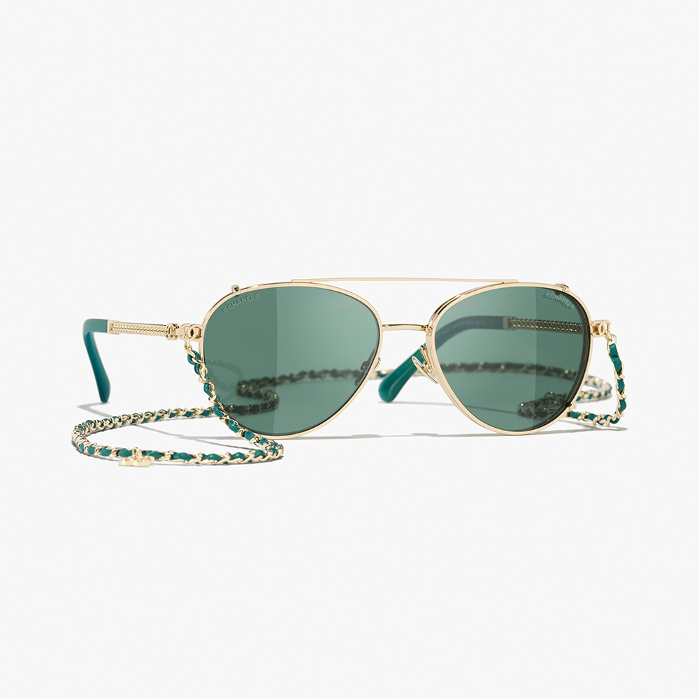 Chanel Sunglasses CHANEL Sunglasses Pilot Sunglasses metal calfskin #393385 View 2 | Nigo Office