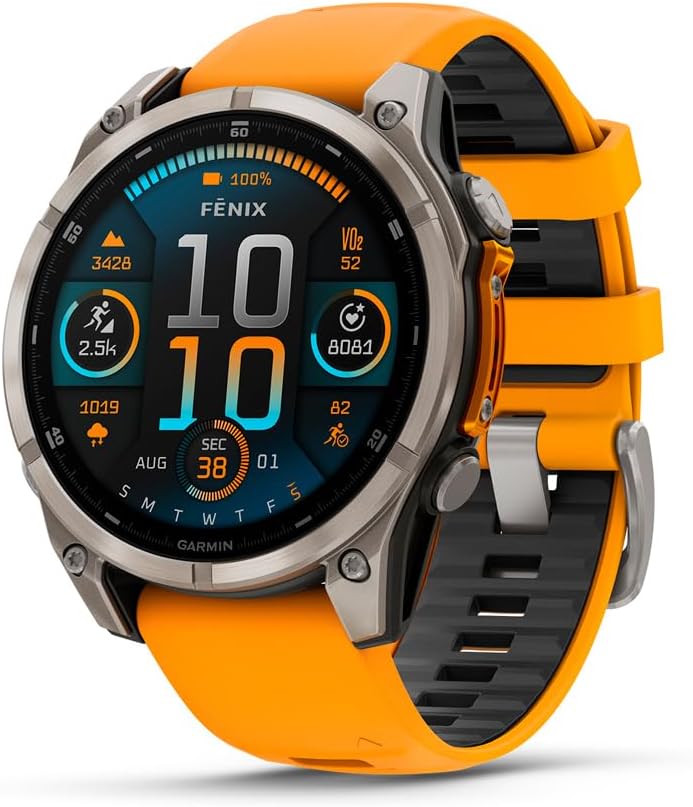 Garmin fēnix® 8 – 47mm, AMOLED, Premium Multisport GPS Smartwatch, Long-Lasting Battery Life, Dive-Rated, Built-in LED Flashlight, Slate Gray with Black Band