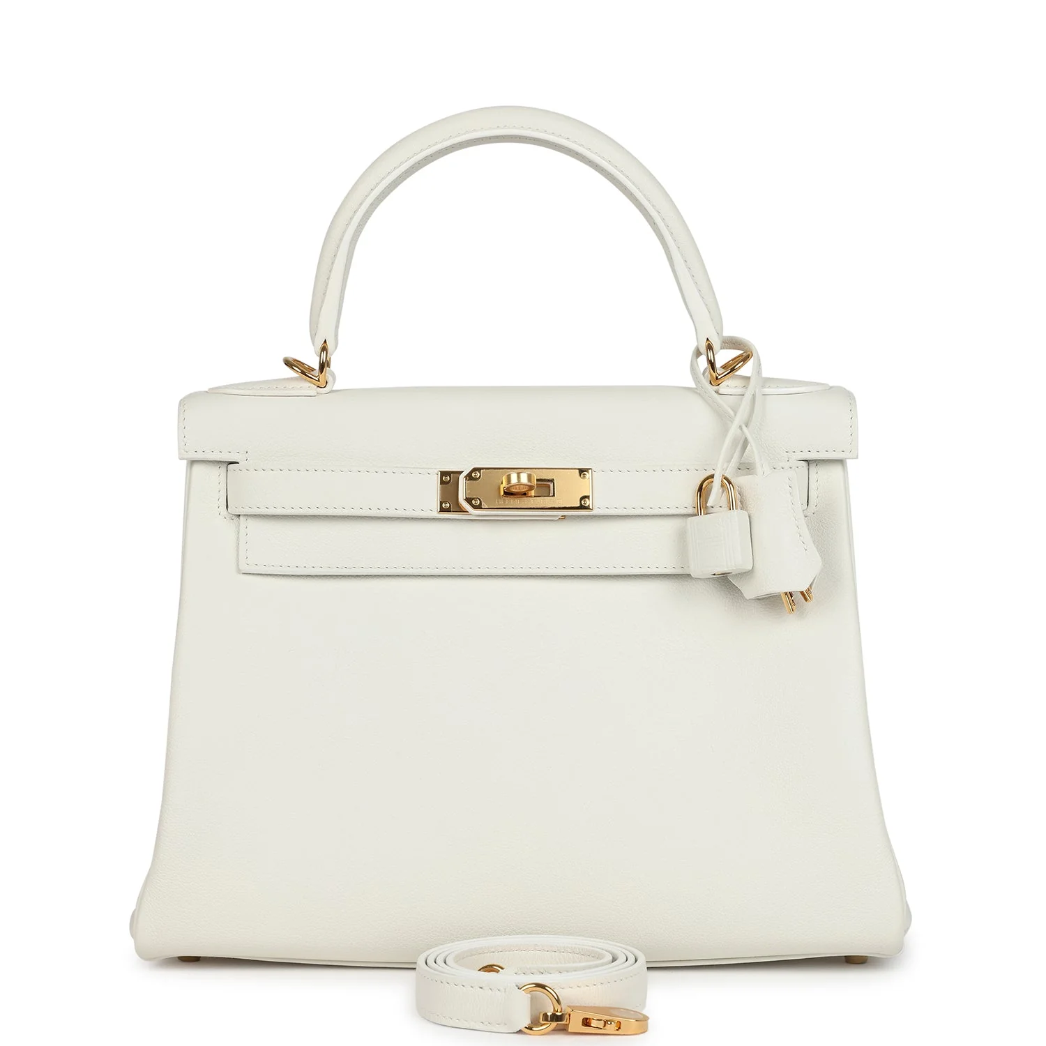 Hermes Kelly Retourne  White Evercolor Gold Hardware