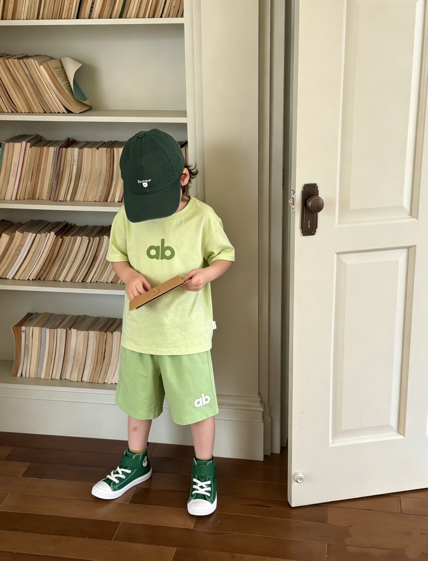 Alo Kids 2Pcs Solid Big Logo Cotton Tee & Quick Dry Casual Shorts Matching Set For Boys Girls Multi Colors Sizes 120-170