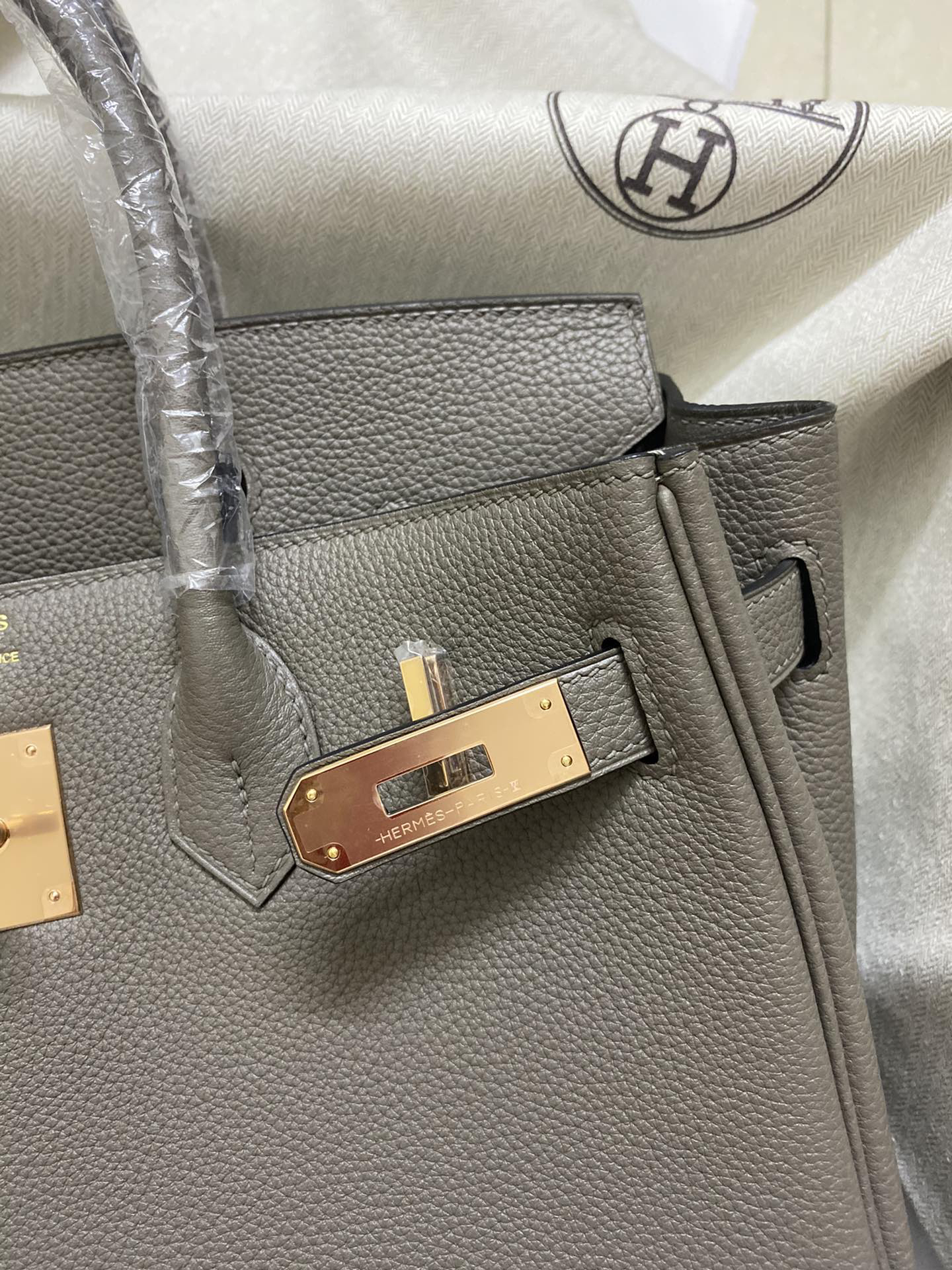 [TOP] HERMES Birkin Togo Leather 30cm - Etain & GHW