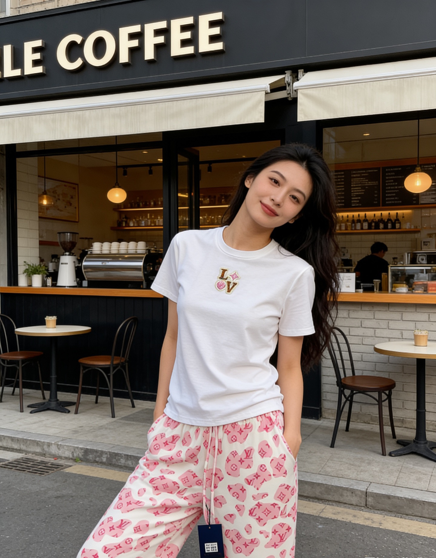 [TOP] Louis Vuitton LV  T-shirt + Pants Suit - Pink