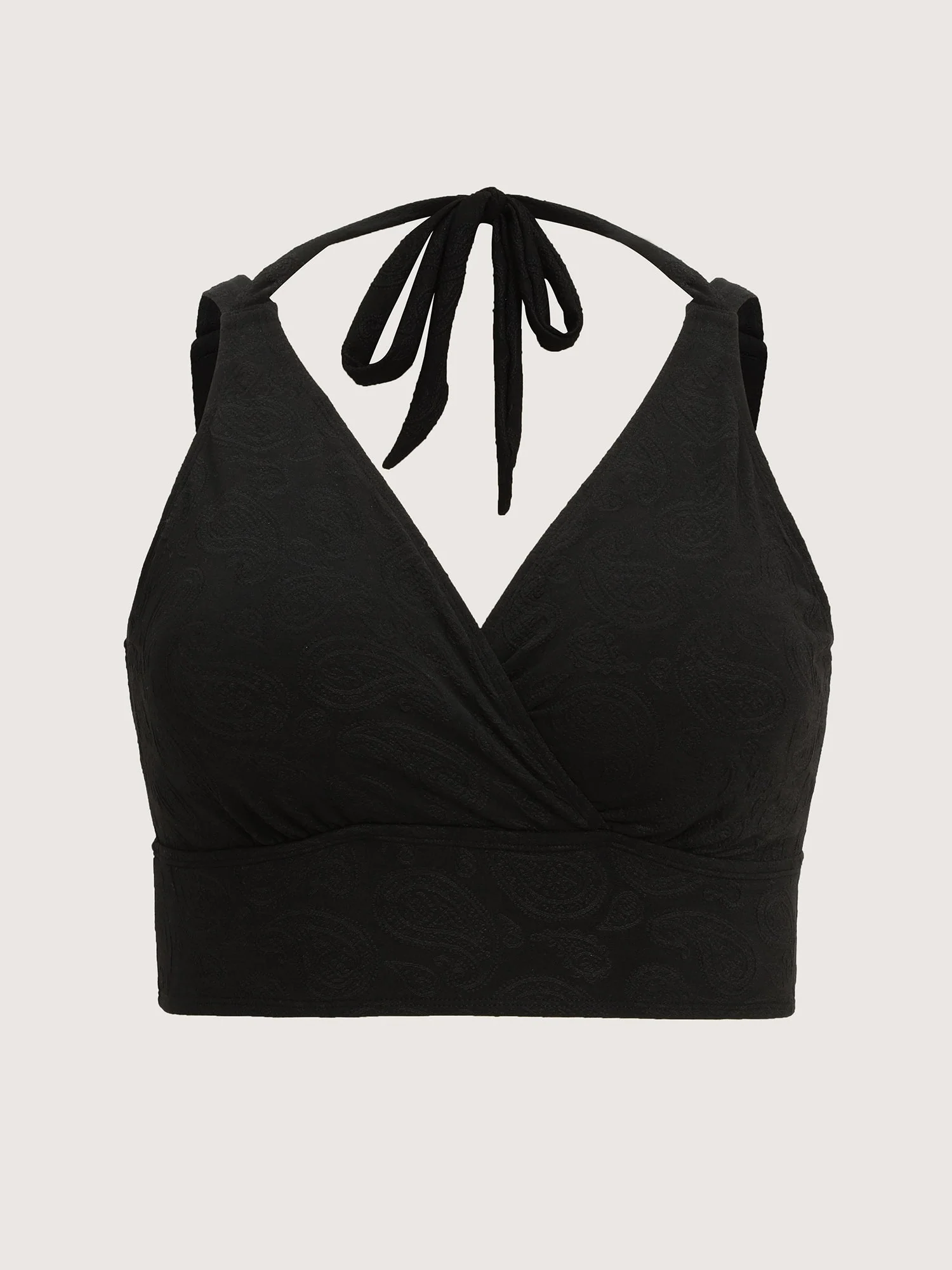 Paisley Textured Surplice Neckline Swim Top