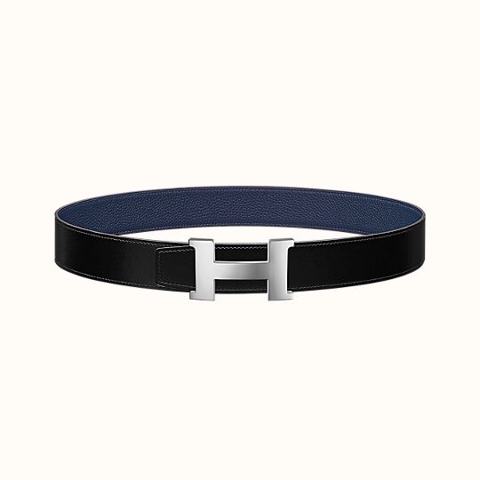 [TOP] HERMES Constance Calfskin Belt 38mm - Black and Navy Blue - 711 Luxury