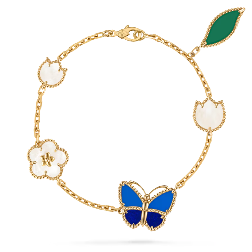 [TOP] Van Cleef & Arpels VCA Lucky Spring Butterfly  5 Motifs Bracelet - Gold
