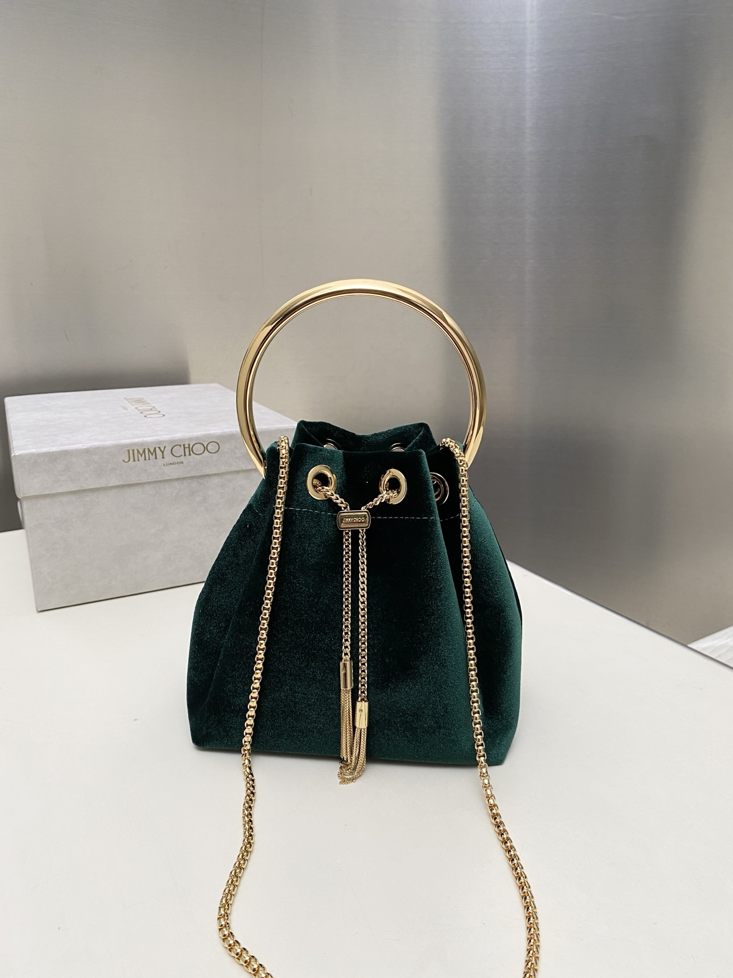 [TOP] JIMMY CHOO Bon Bon Bag 16*15*9.5CM - Dark Green - 711 Luxury