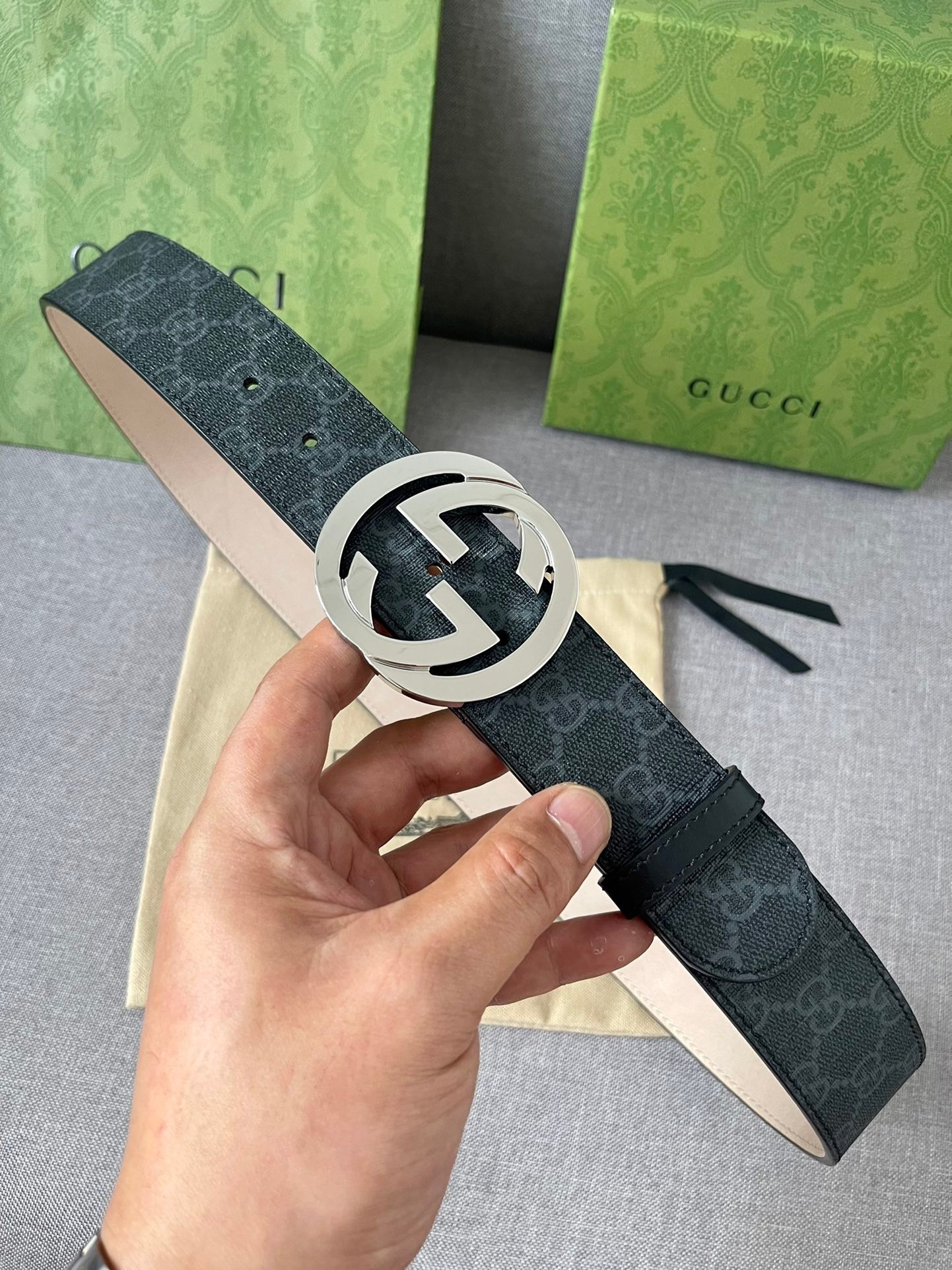 [TOP] GUCCI GG Belt Cowhide/Canvas 4.0cm - Black - 711 Luxury