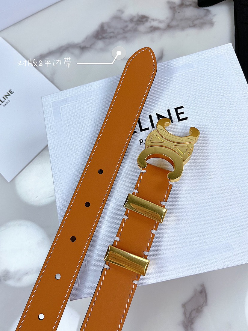 [TOP] CELINE Belt Calfskin 2.5cm - Brown - 711 Luxury